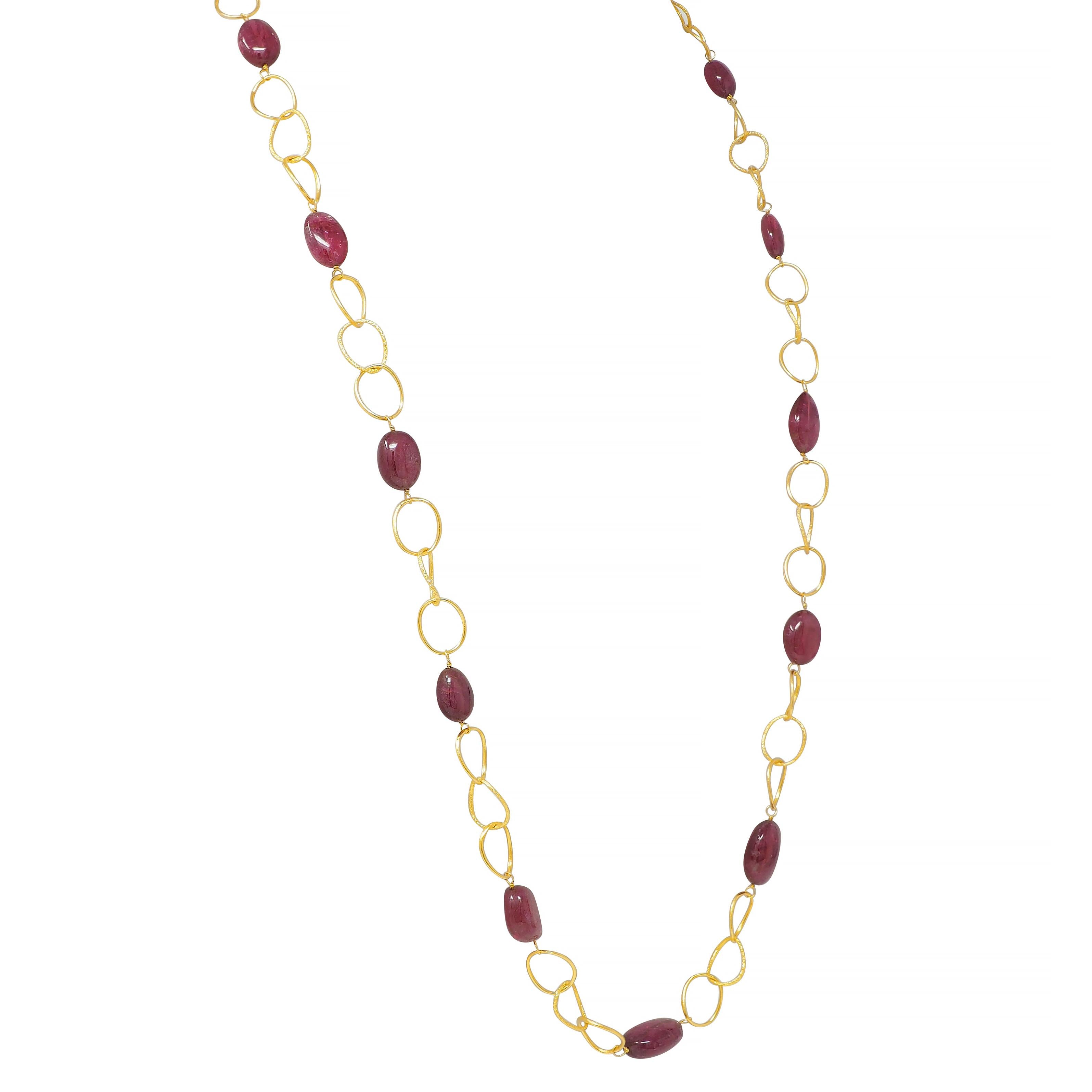 Dominique Cohen 2008 Tourmaline 18 Karat Yellow Gold Bead Station Chain Necklace