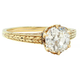 Victorian 1.05 CTW Mine Diamond 14K Gold Antique Solitaire Engagement Ring GIA