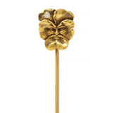 Art Nouveau Diamond 14 Karat Yellow Gold Antique Pansy Face Stickpin