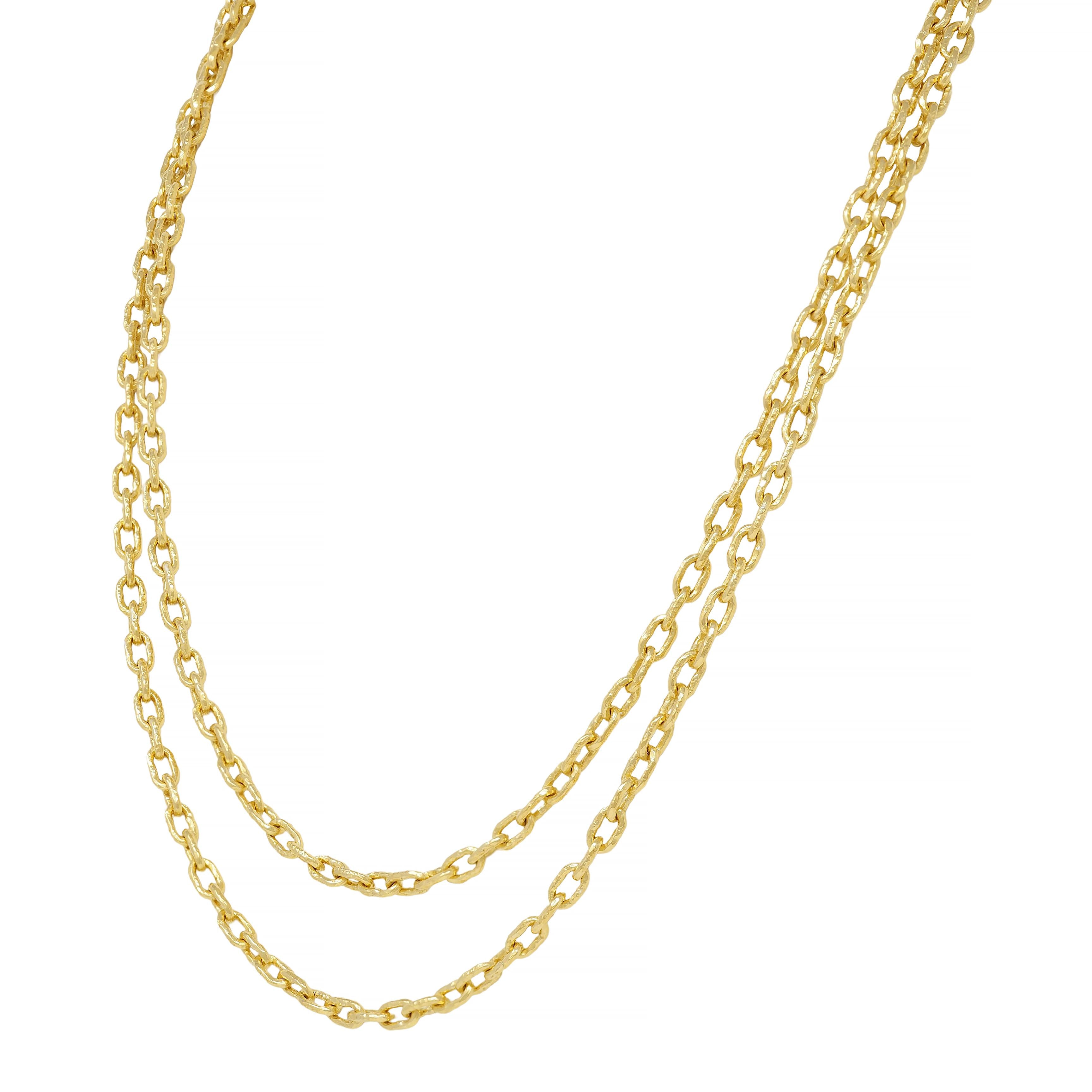 Elizabeth Locke Contemporary 19K Yellow Gold Hammered Cable Link Chain Necklace