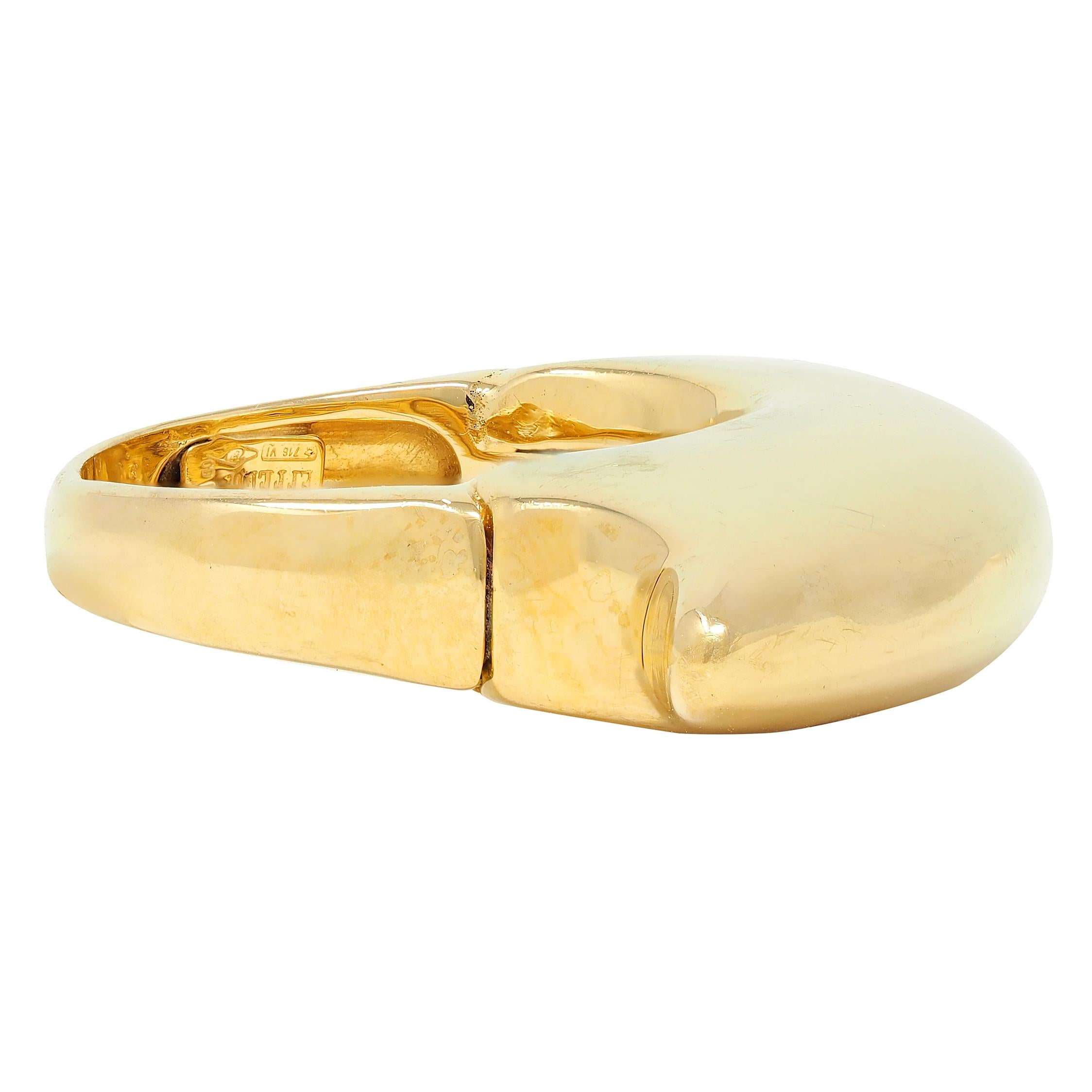 Effedue 1970s 18 Karat Yellow Gold Vintage Domed Bar Ring