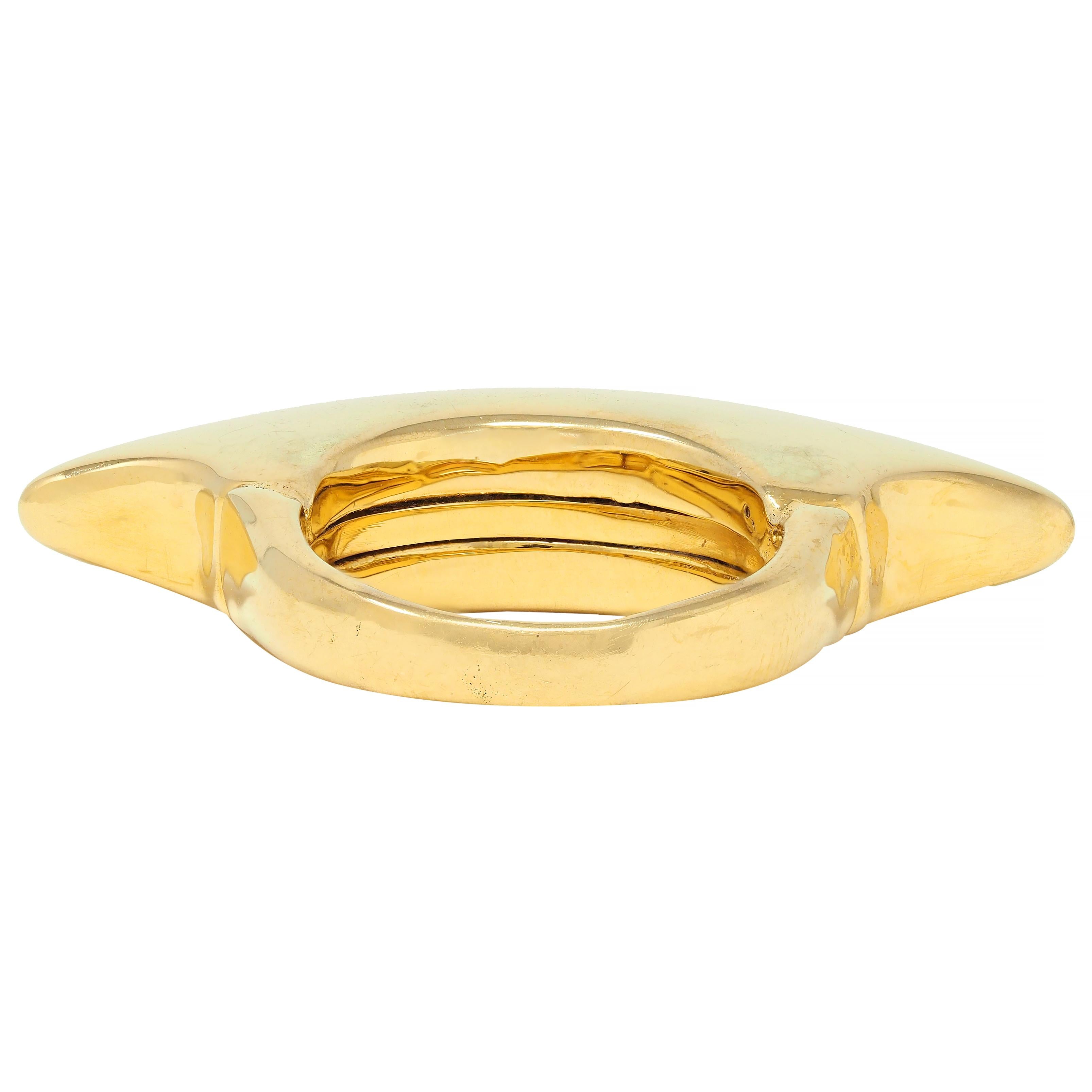 Effedue 1970s 18 Karat Yellow Gold Vintage Domed Bar Ring