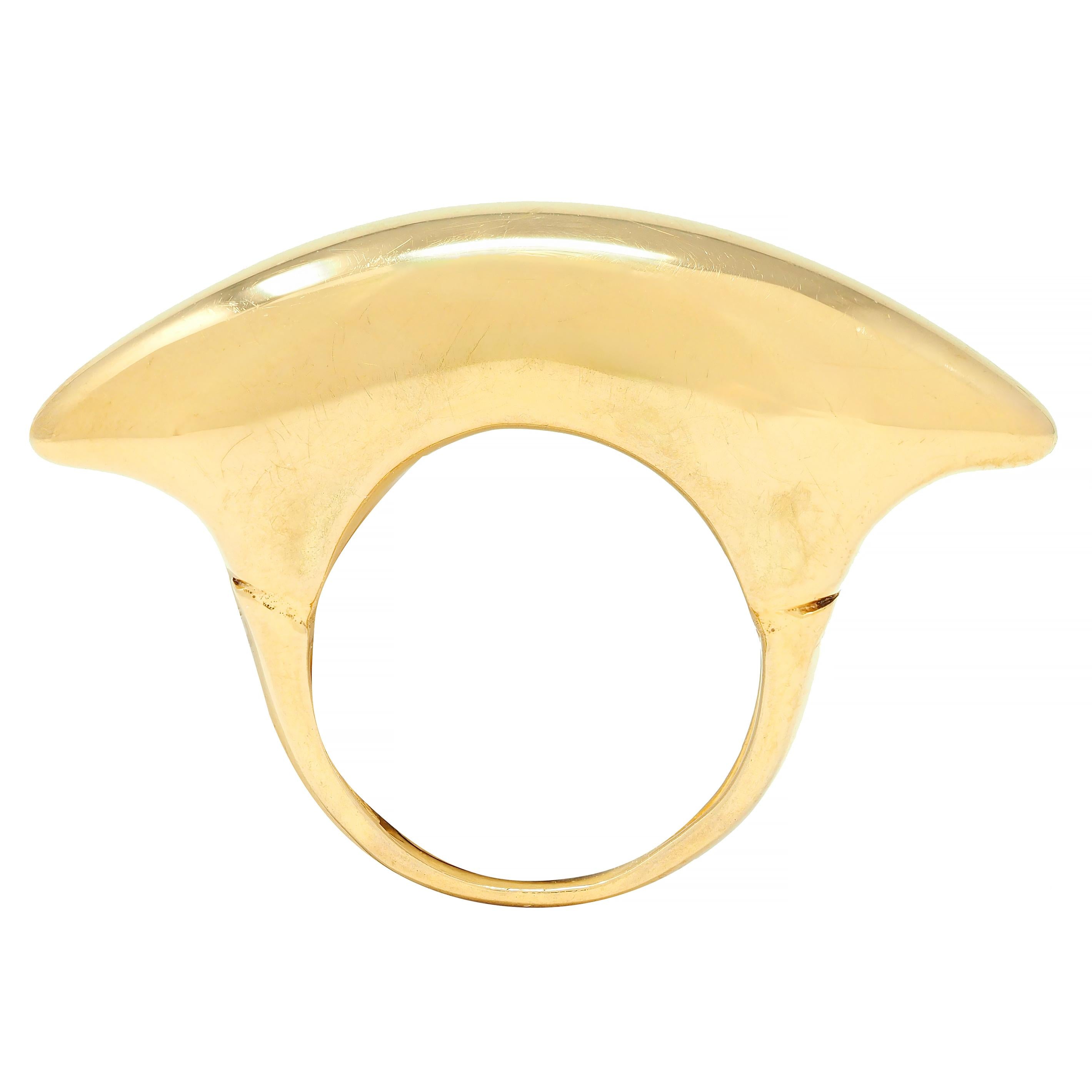 Effedue 1970s 18 Karat Yellow Gold Vintage Domed Bar Ring