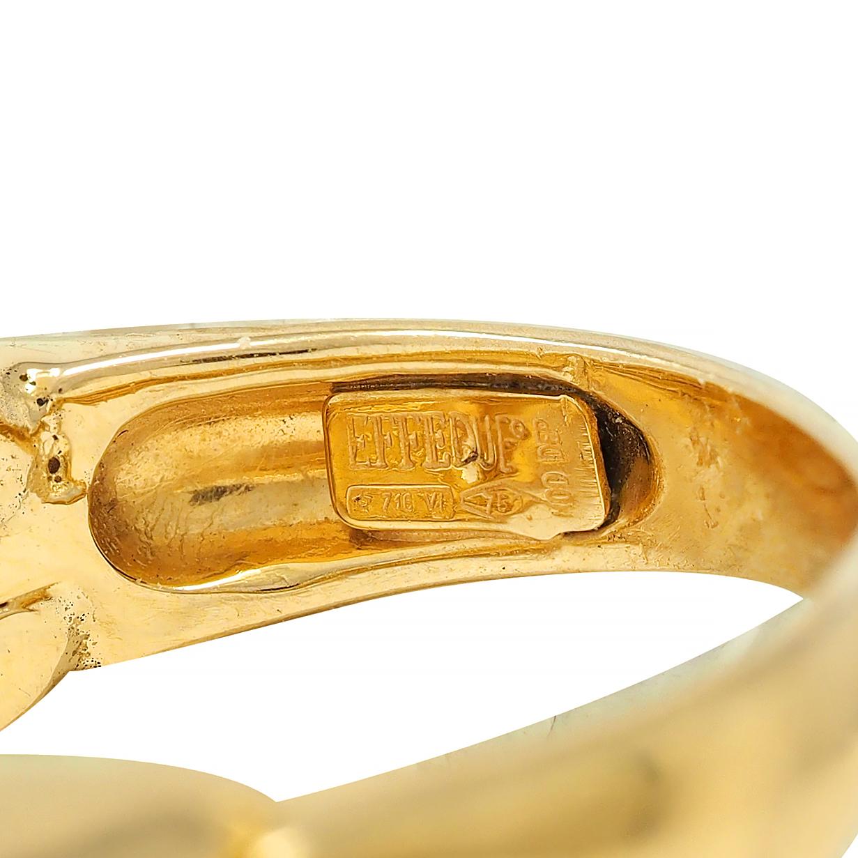 Effedue 1970s 18 Karat Yellow Gold Vintage Domed Bar Ring