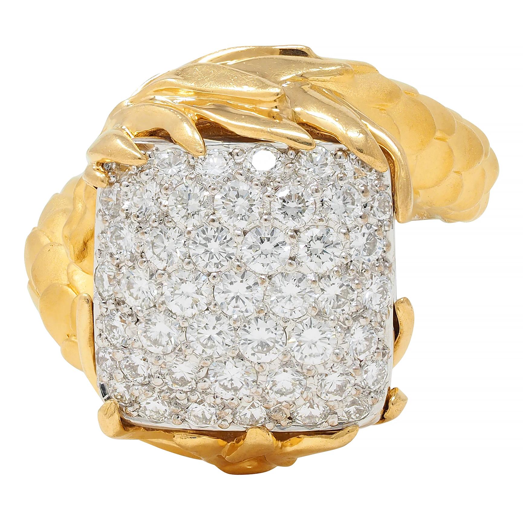 Carrera y Carrera 1.25 CTW Diamond 18 Karat Two-Tone Gold Pavé Dragon Ring