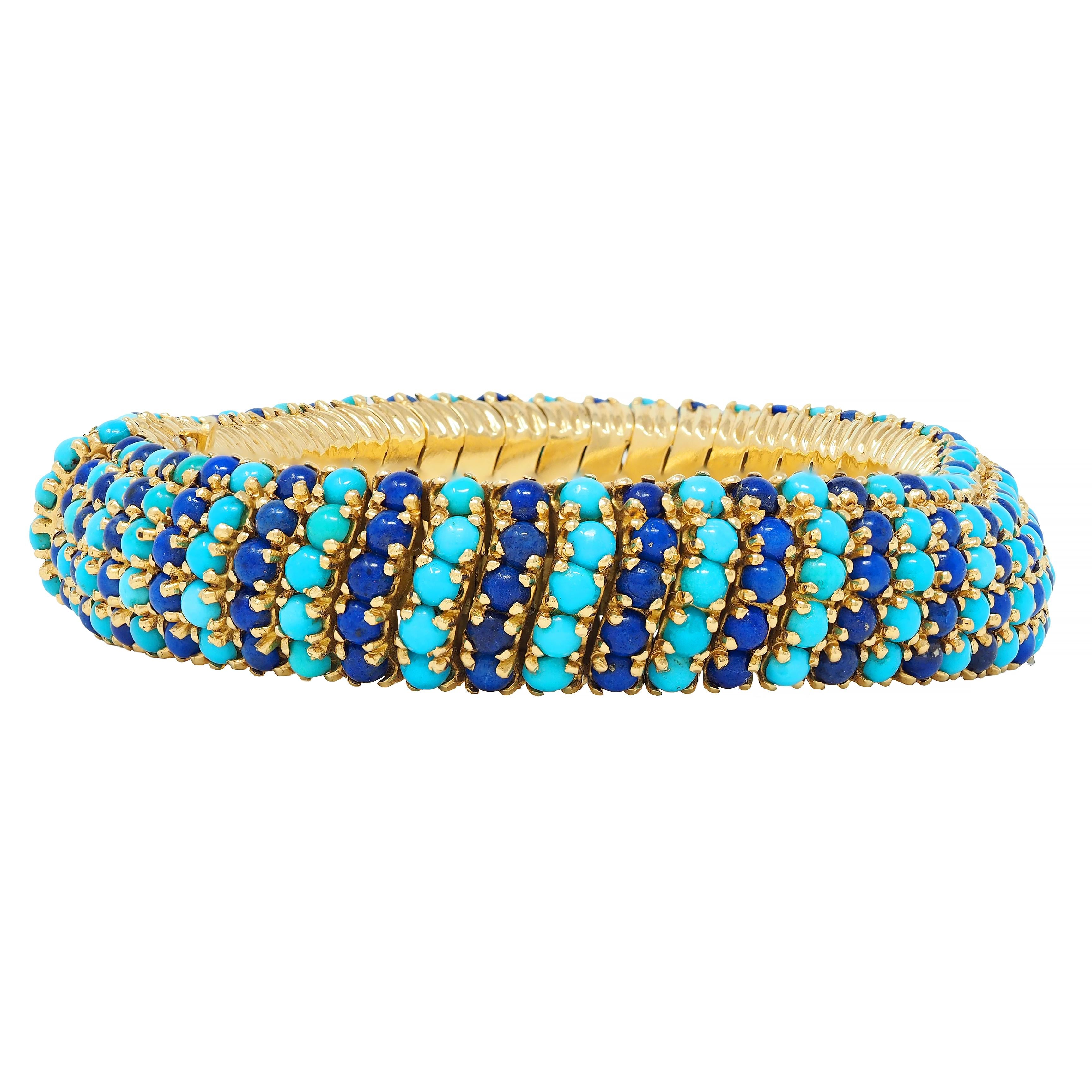 Pomellato Lapis Lazuli Turquoise 18 Karat Yellow Gold Vintage Bracelet