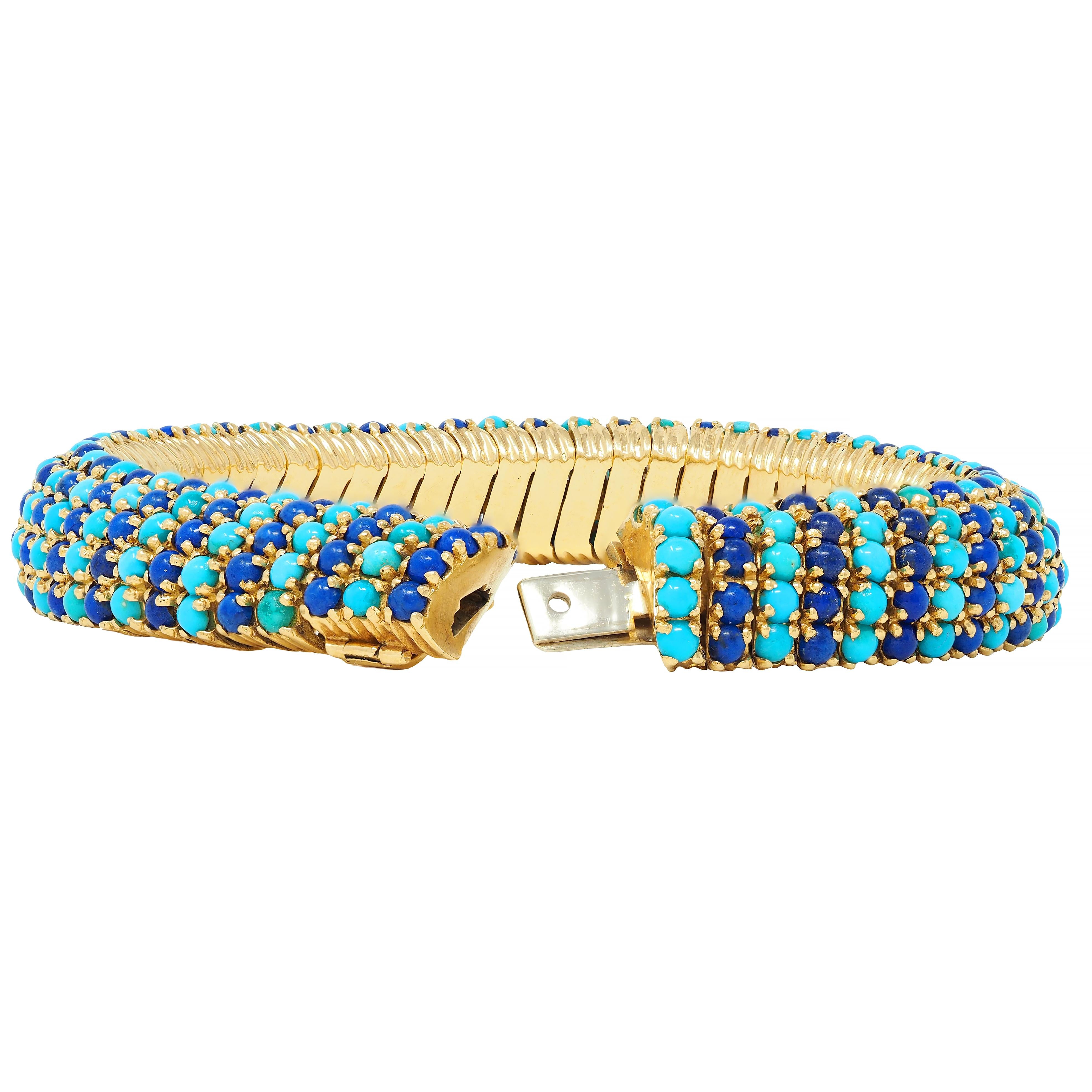 Pomellato Lapis Lazuli Turquoise 18 Karat Yellow Gold Vintage Bracelet