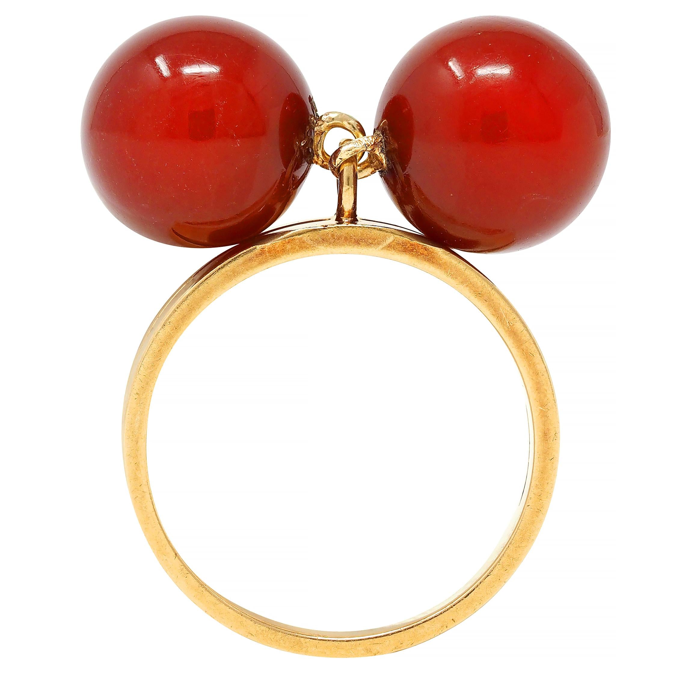 Cartier French 1960's Carnelian 18 Karat Yellow Gold Vintage Bauble Ring