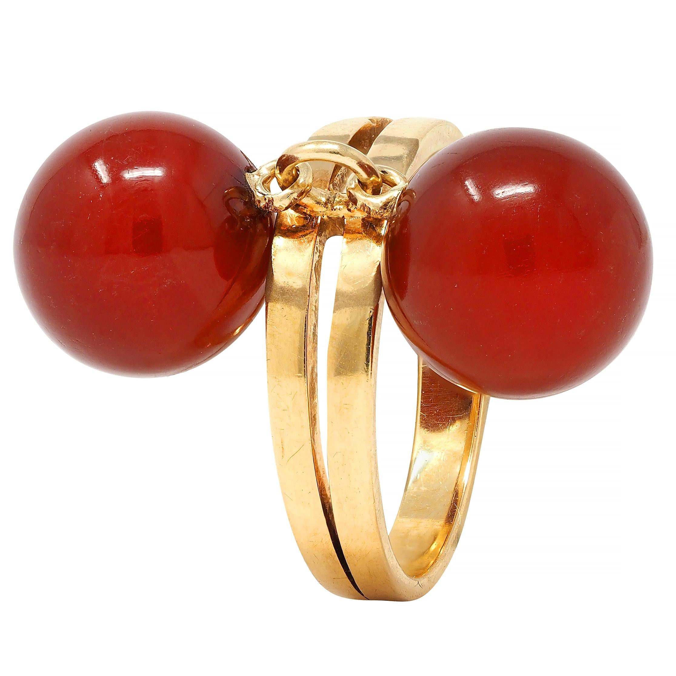 Cartier French 1960's Carnelian 18 Karat Yellow Gold Vintage Bauble Ring