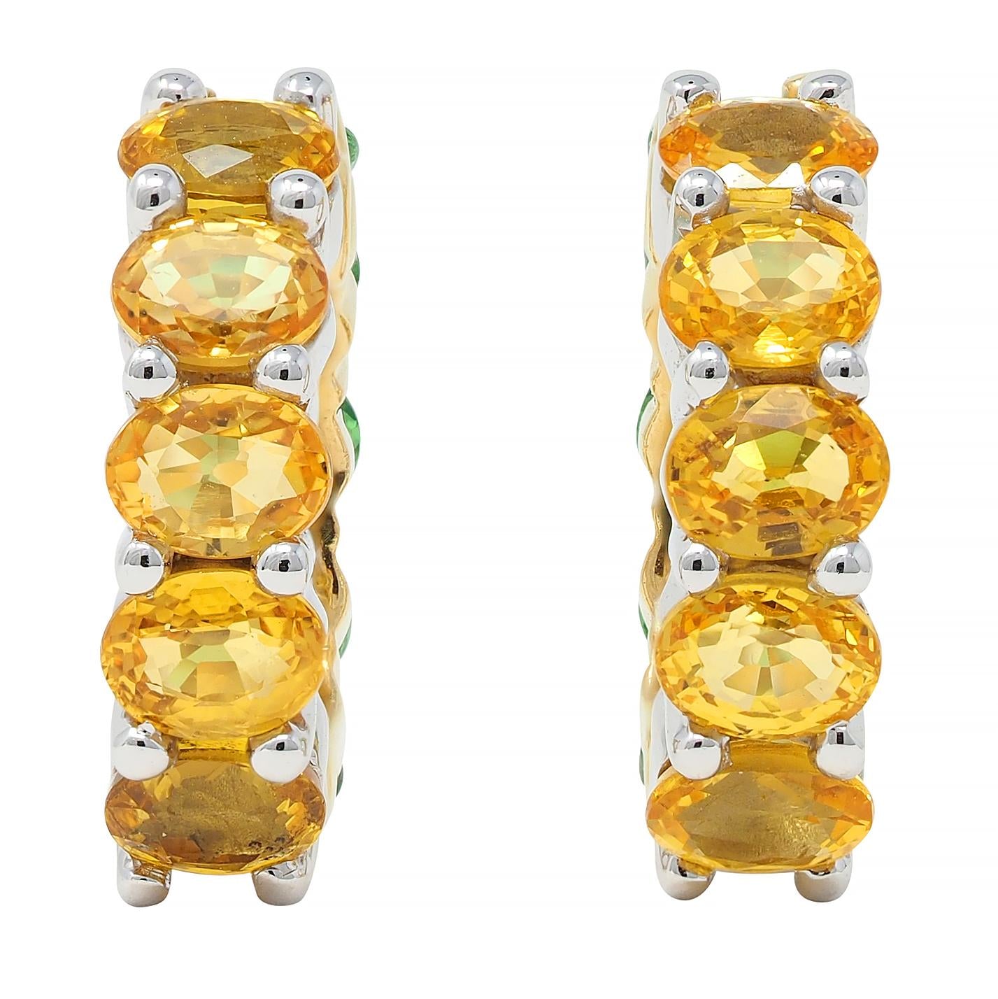 Contemporary 2.22 CTW Hessonite Grossular Garnet 18K Huggie Ear-Clip Earrings