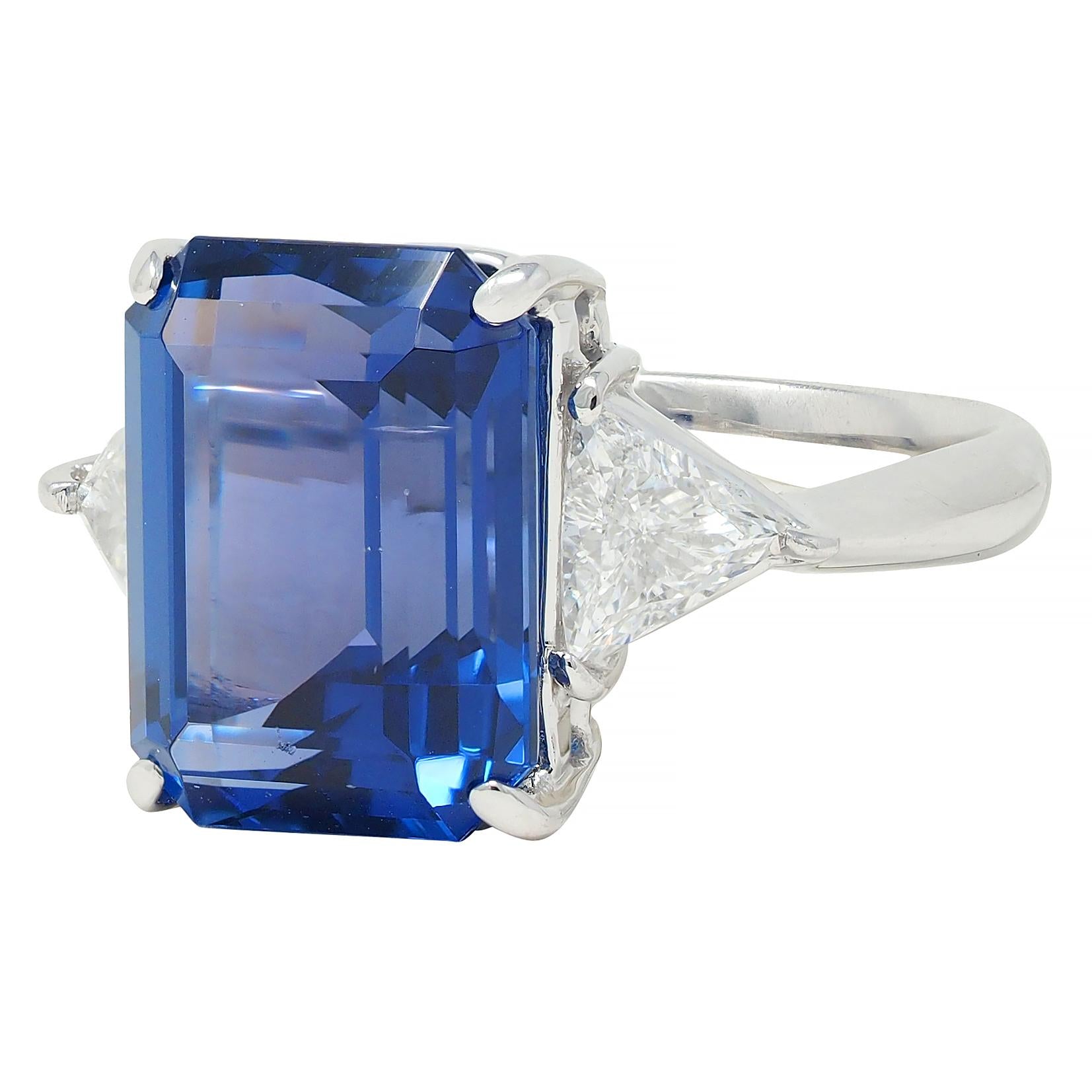 Contemporary 8.65 CTW Tanzanite Diamond Platinum Three Stone Ring