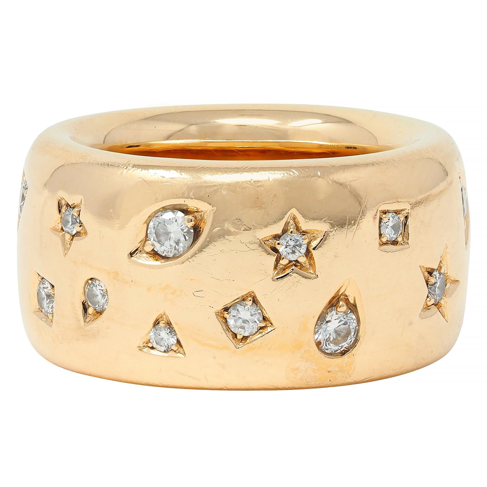 Pomellato Diamond 18 Karat Gold Contemporary Iconica Puffy Band Ring