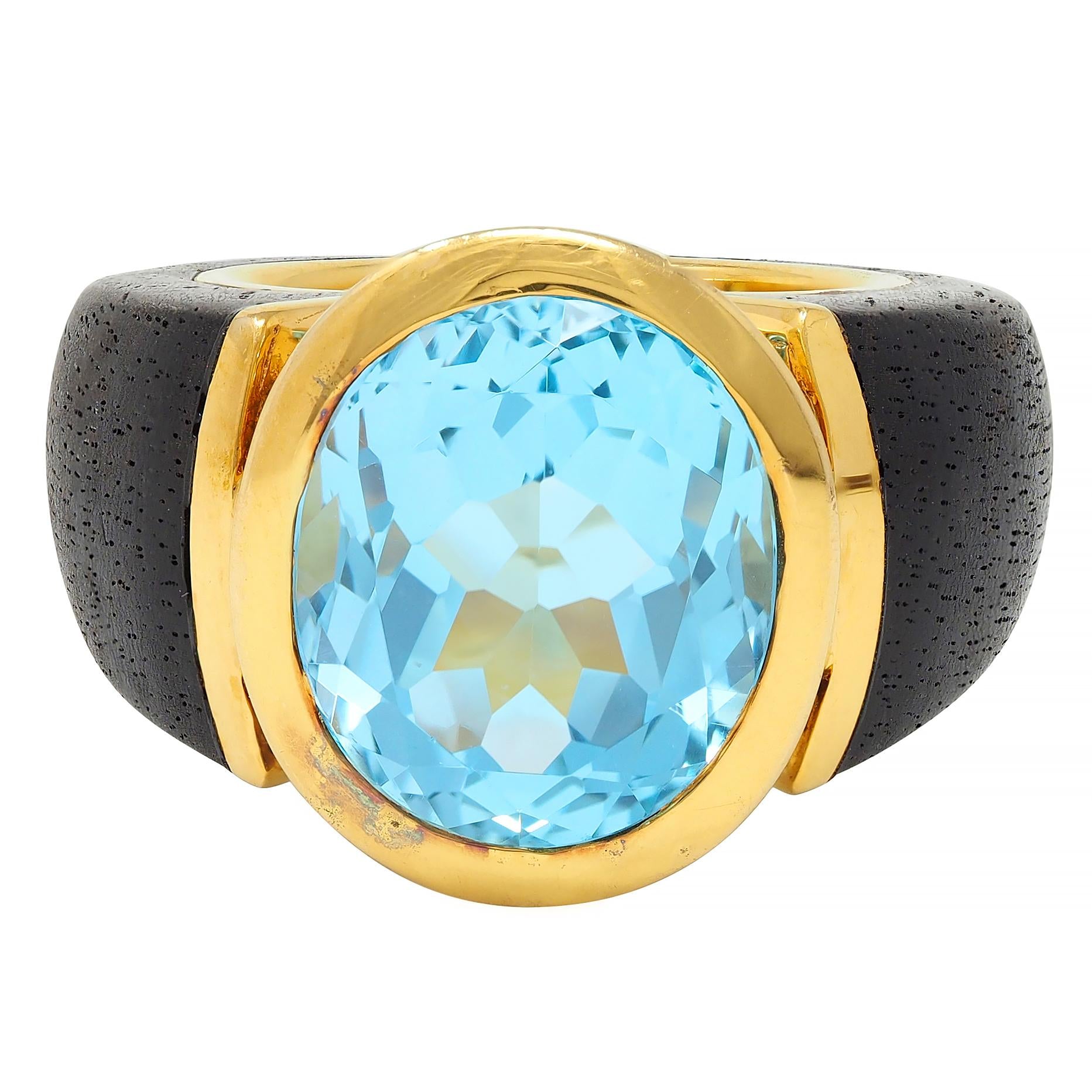 Lotus Arts de Vivre 11.95 CT Topaz Wood 18 Karat Gold Floating Cocktail Ring