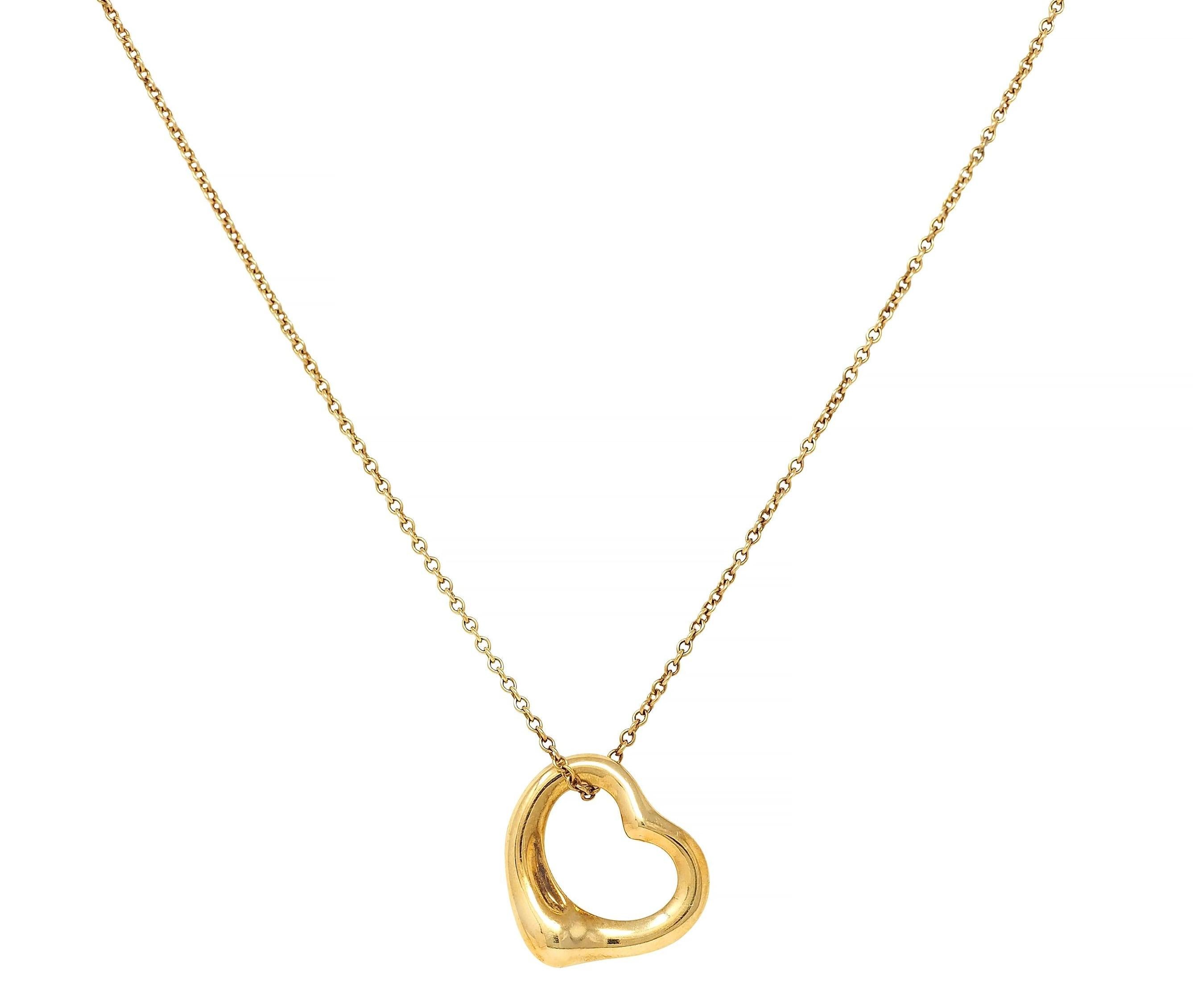 Elsa Peretti Tiffany & Co. 18 Karat Yellow Gold Open Heart Pendant Necklace