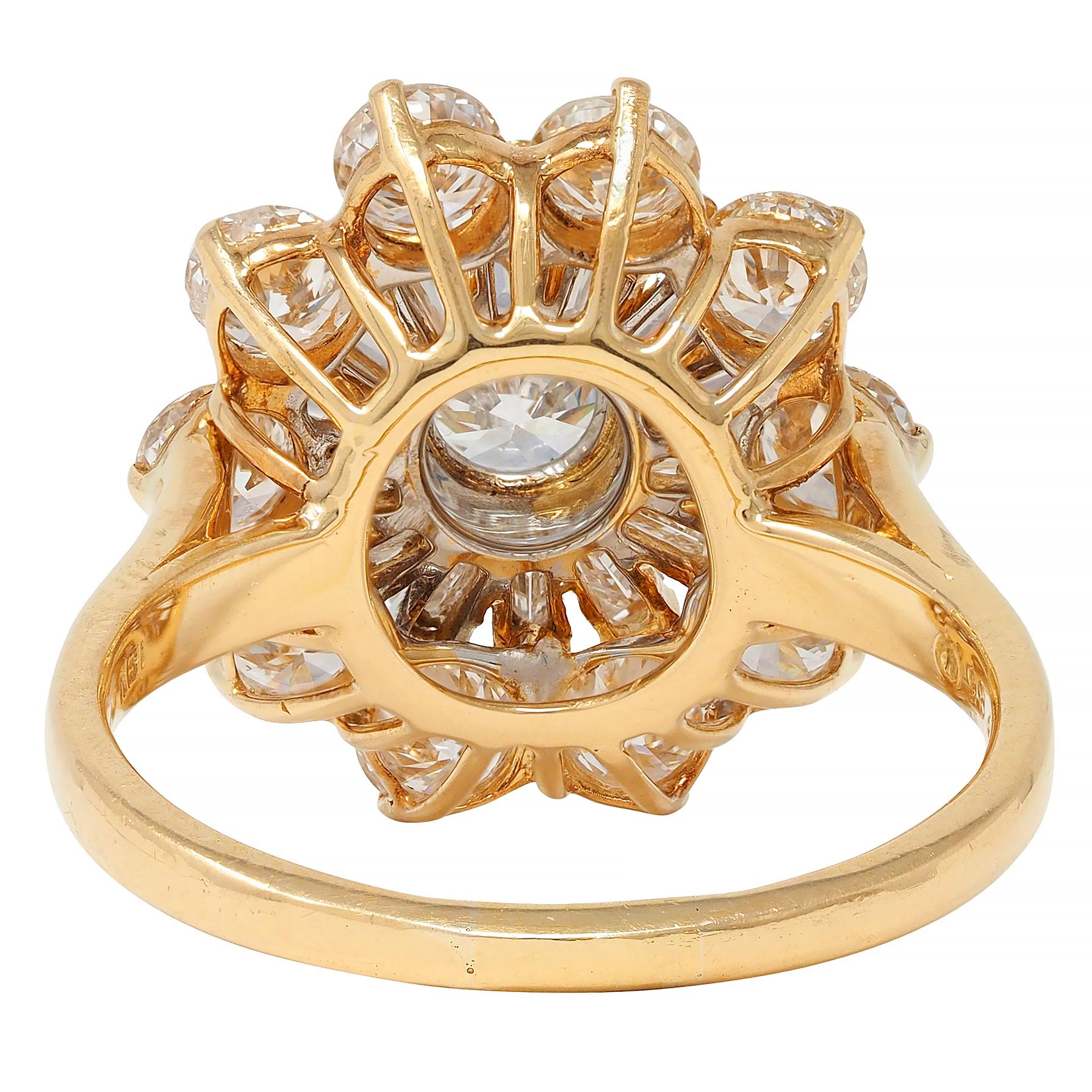 Oscar Heyman 3.27 CTW Diamond 18 Karat Gold Vintage Double Ballerina Halo Ring