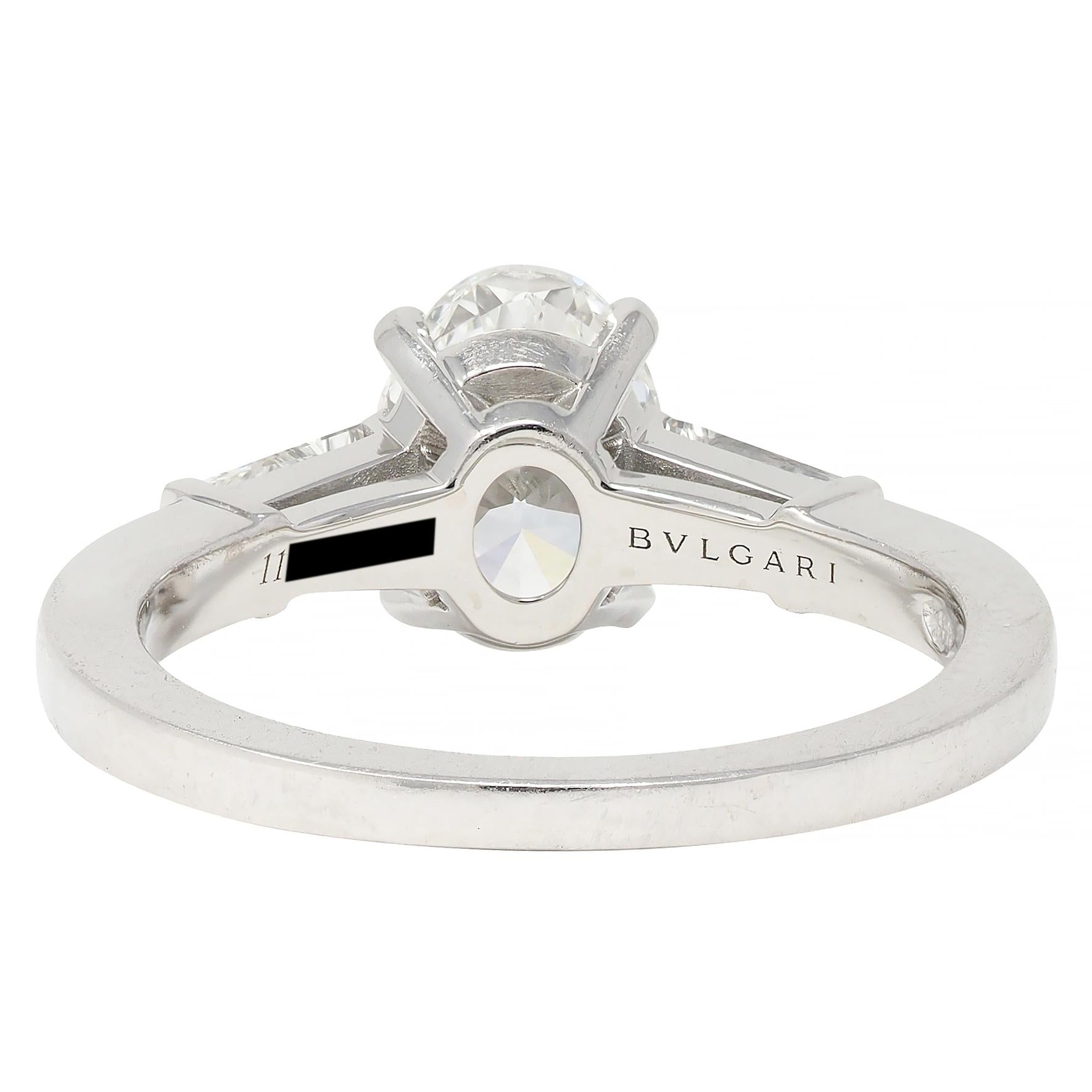 Bulgari 1.36 CTW Oval Cut Diamond Platinum Contemporary Engagement Ring GIA