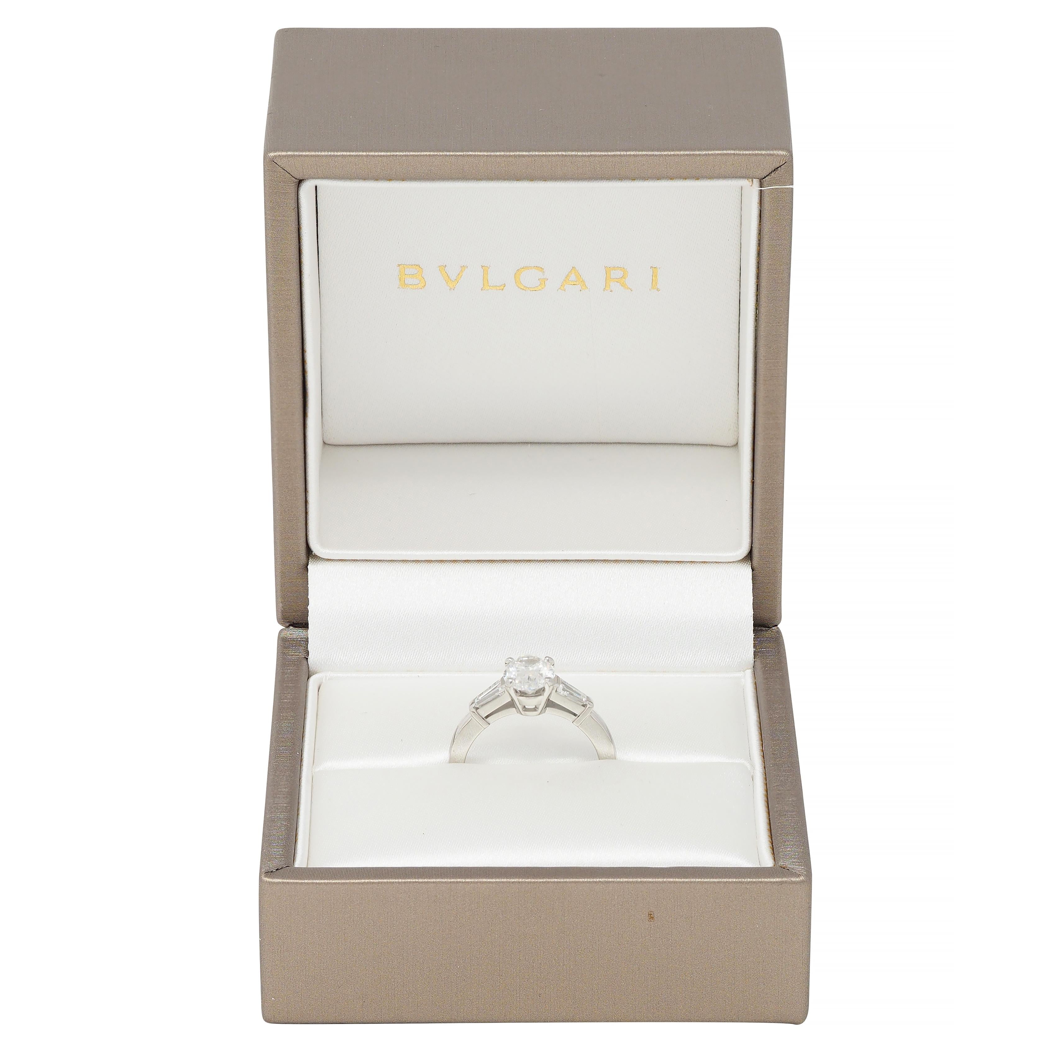 Bulgari 1.36 CTW Oval Cut Diamond Platinum Contemporary Engagement Ring GIA