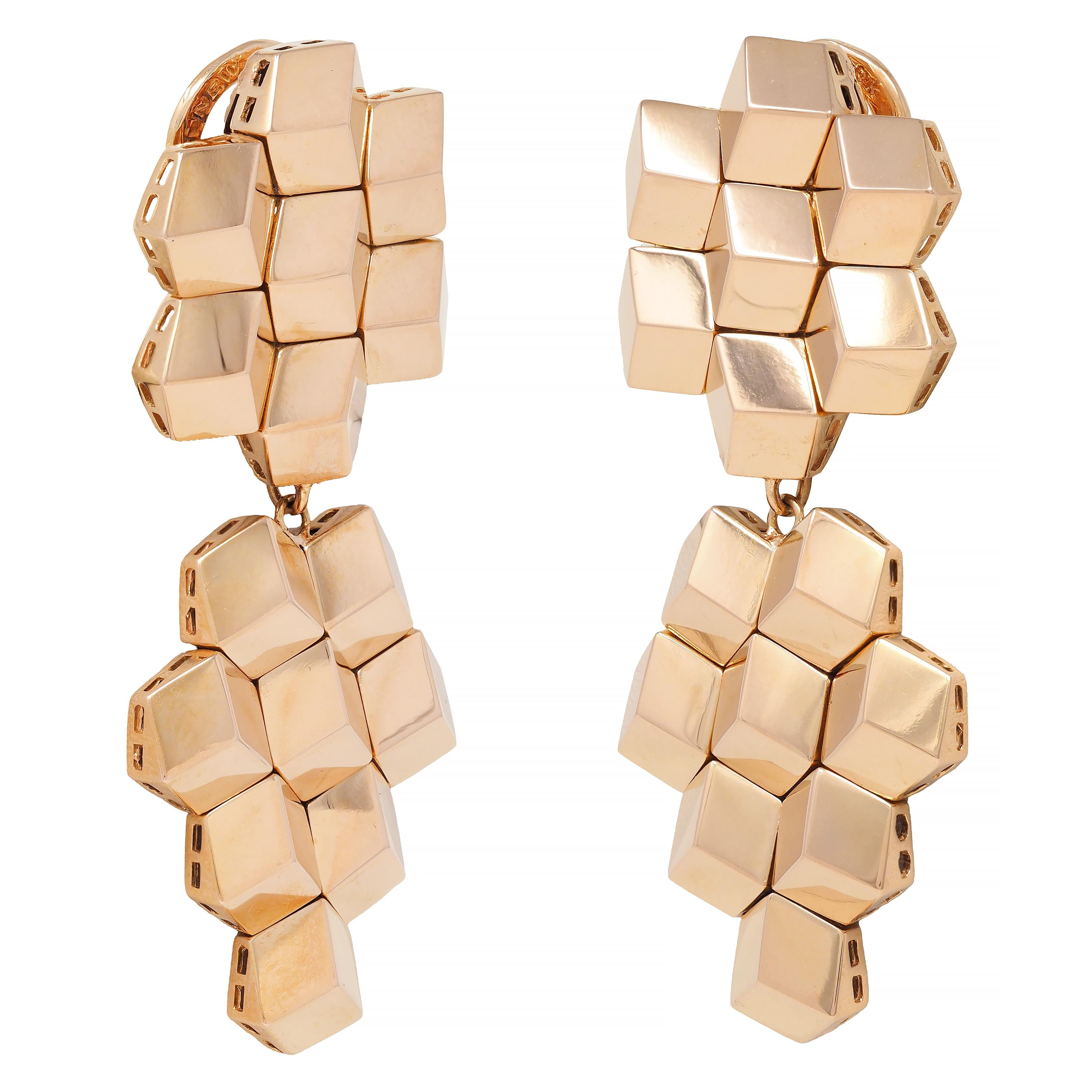 Paolo Costagli Contemporary 18K Rose Gold Day-To-Night Cube Ear-Clip Earrings