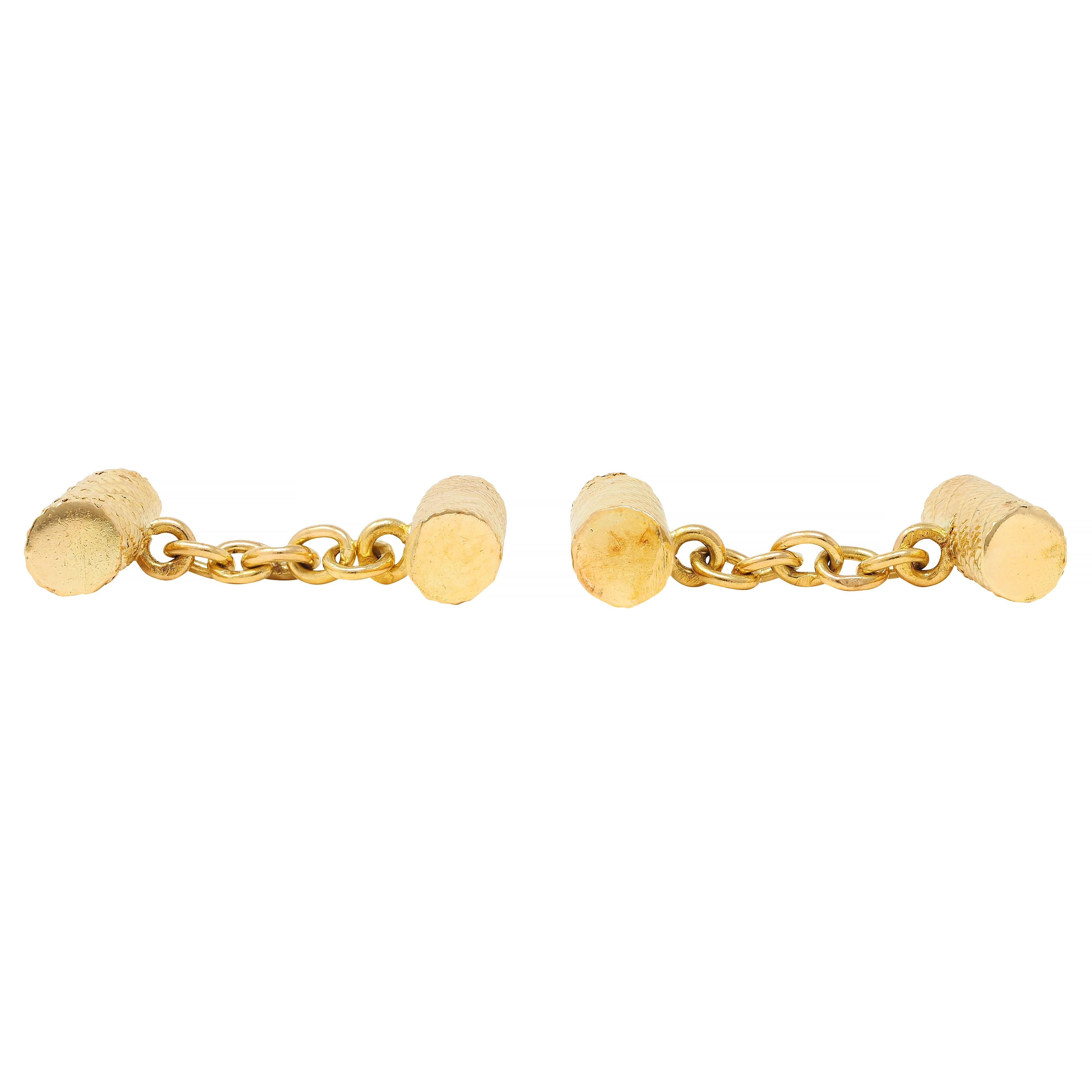 Boucheron Paris 1970's 18 Karat Yellow Gold Vintage Zig-Zag Bar Cufflinks