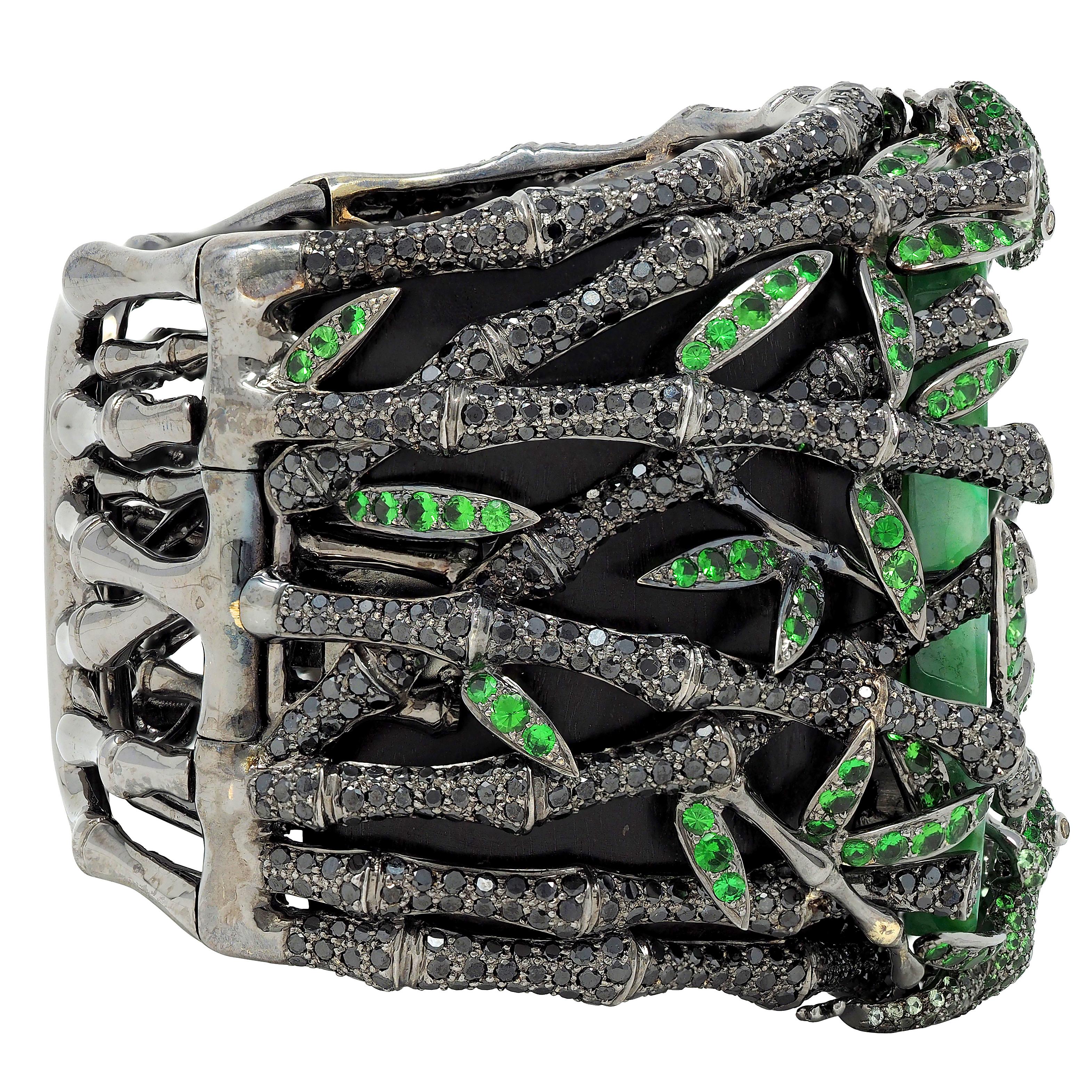 Wendy Yue 2013 Jade Garnet Diamond  18K Gold Forbidden Forest Frog Cuff Bracelet