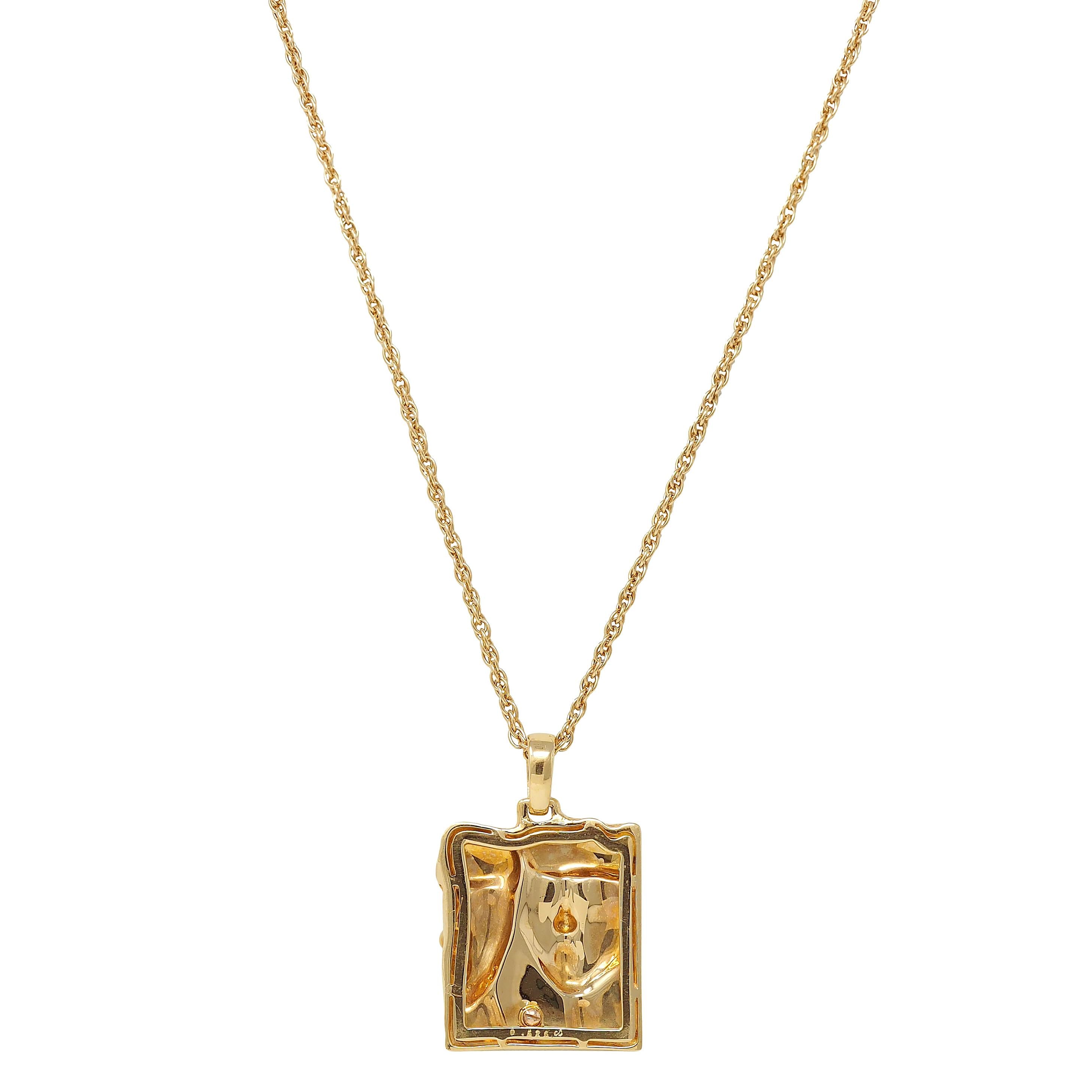 Carrera y Carrera Diamond 18 Karat Yellow Gold Adam & Eve Pendant Necklace