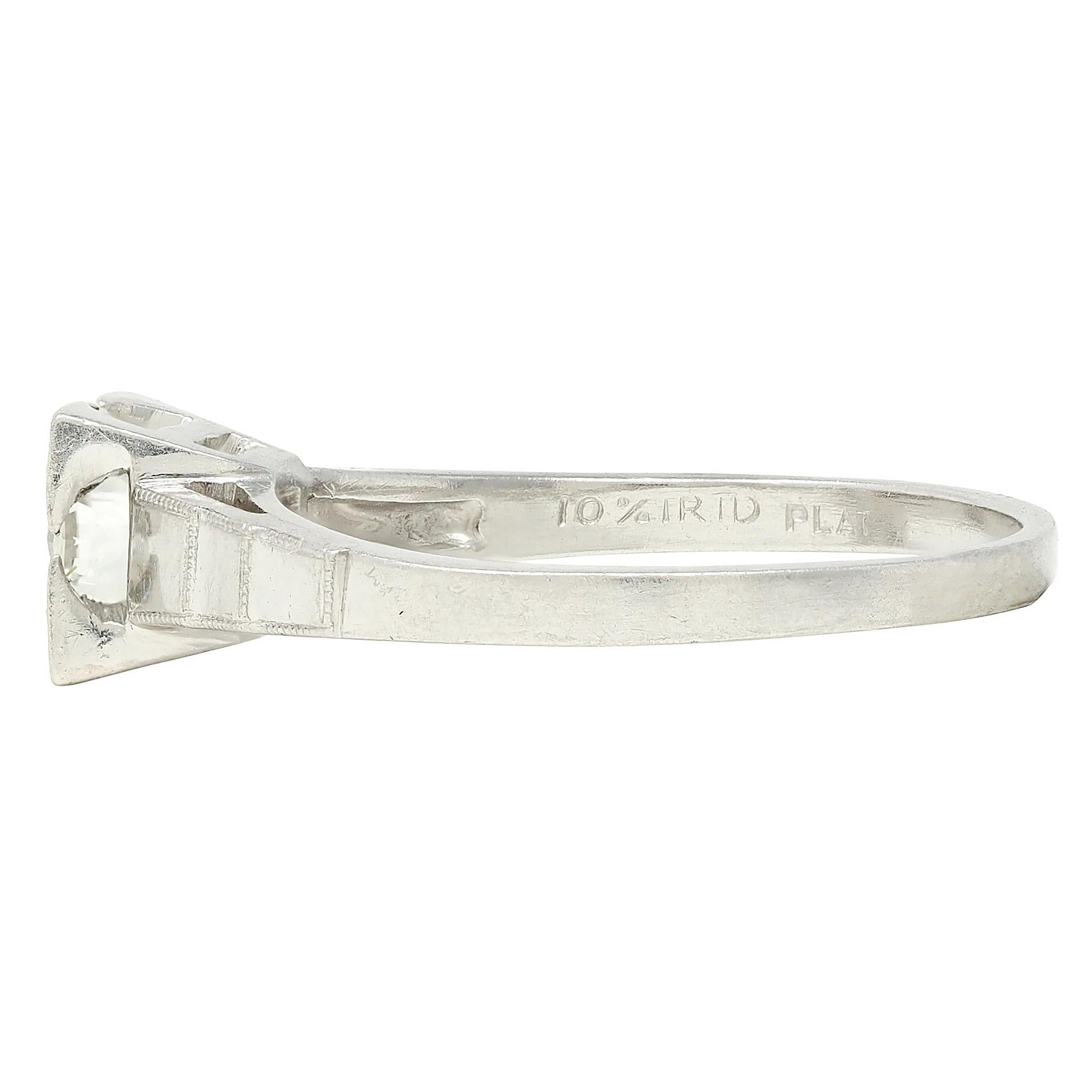 Art Deco 1932 Transitional Diamond Platinum Vintage Stepped Engagement Ring