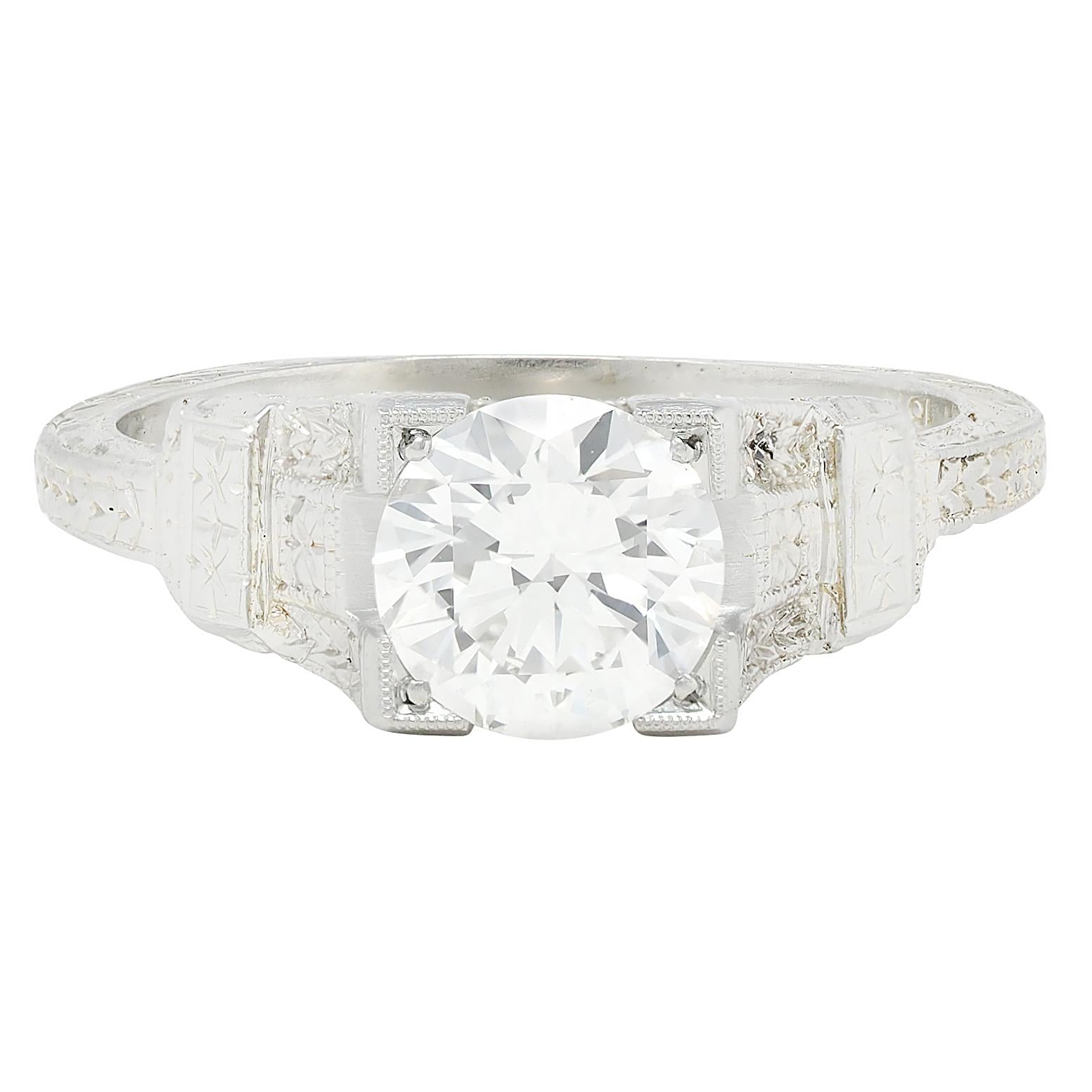Art Deco 1.16 CTW Diamond 18 Karat Gold Vintage Orange Blossom Engagement Ring