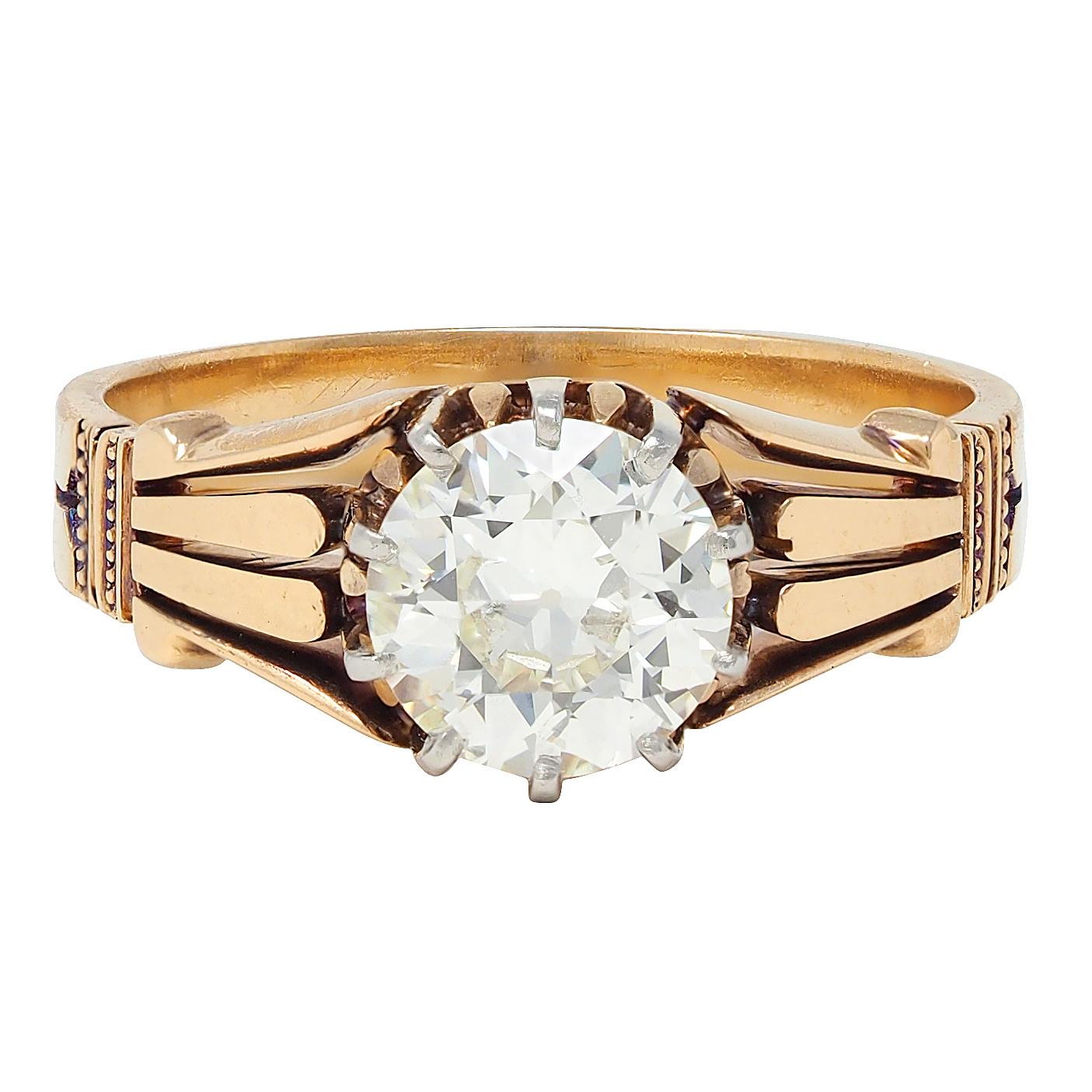 Early Art Deco Old European Diamond Platinum 18K Gold Antique Engagement Ring