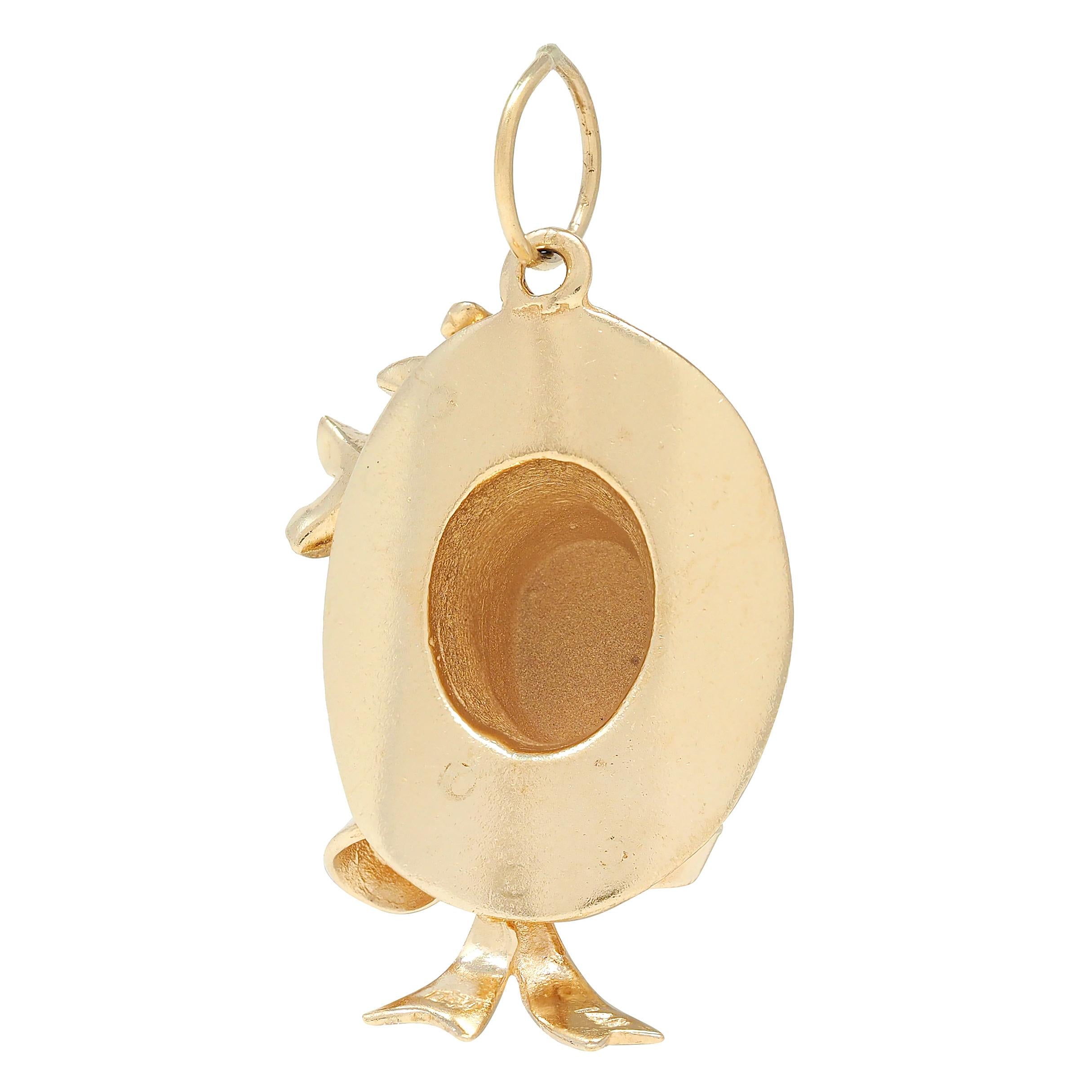1950's Multi-Gem 14 Karat Yellow Gold Vintage Sun Hat Pendant Charm