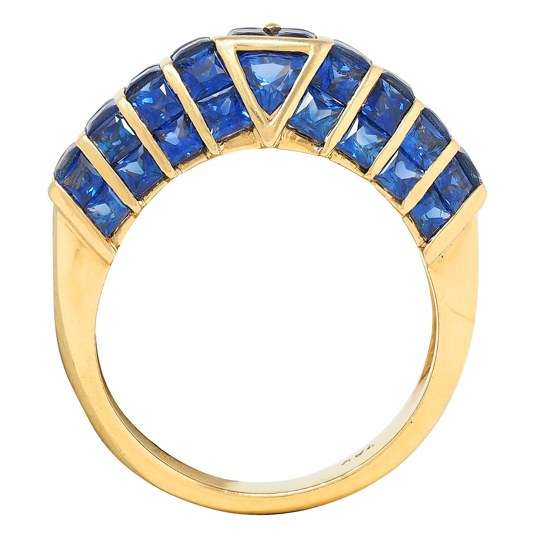 1980's 5.50 CTW Sapphire 18 Karat Yellow Gold Vintage Mystery Set Ring