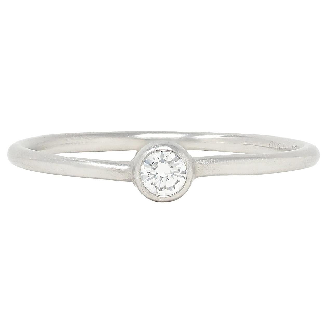 Elsa Peretti Tiffany & Co. Diamond Platinum Bezel Set Solitaire Engagement Ring
