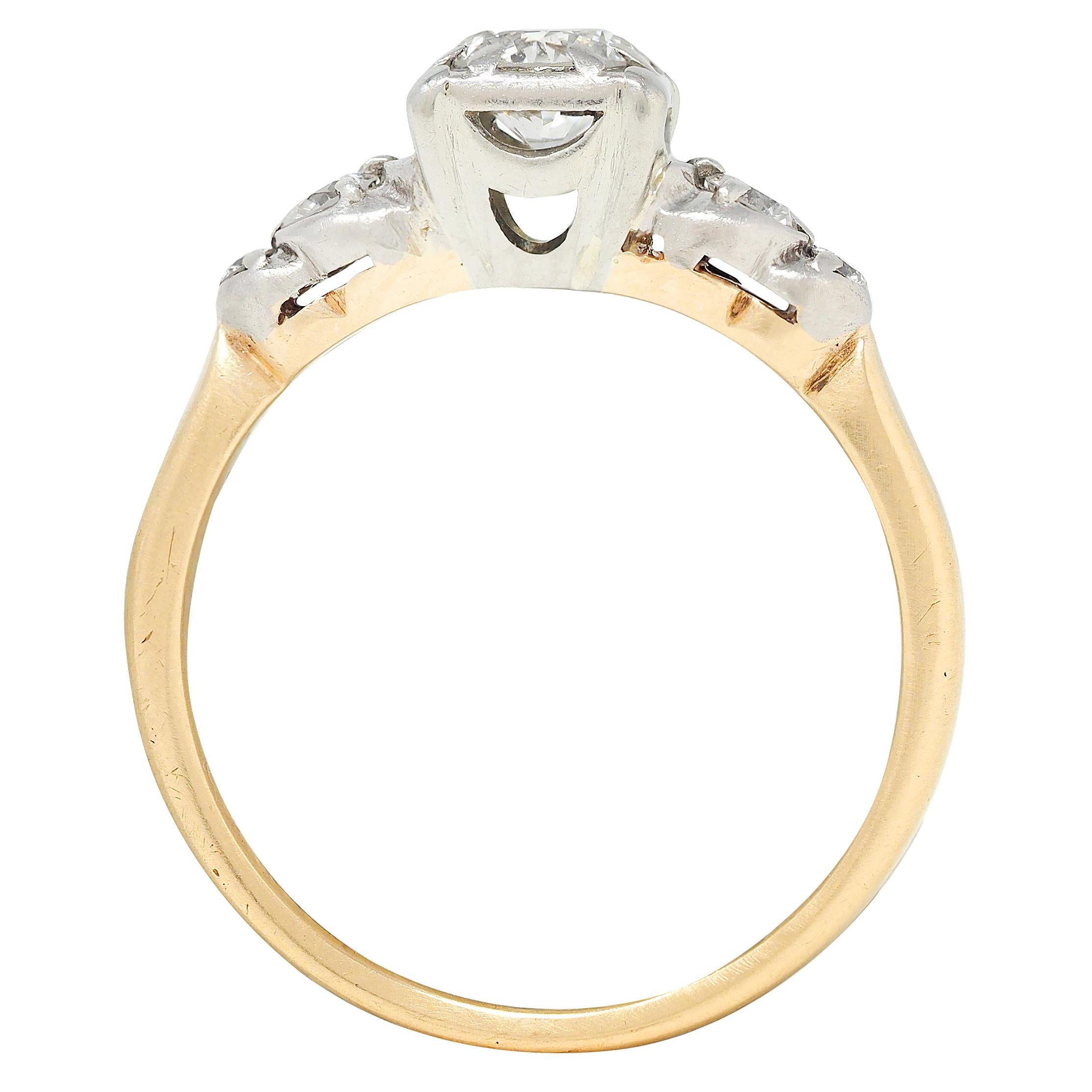 Jabel Retro Diamond 14K Yellow Gold Vintage Stepped Engagement Ring