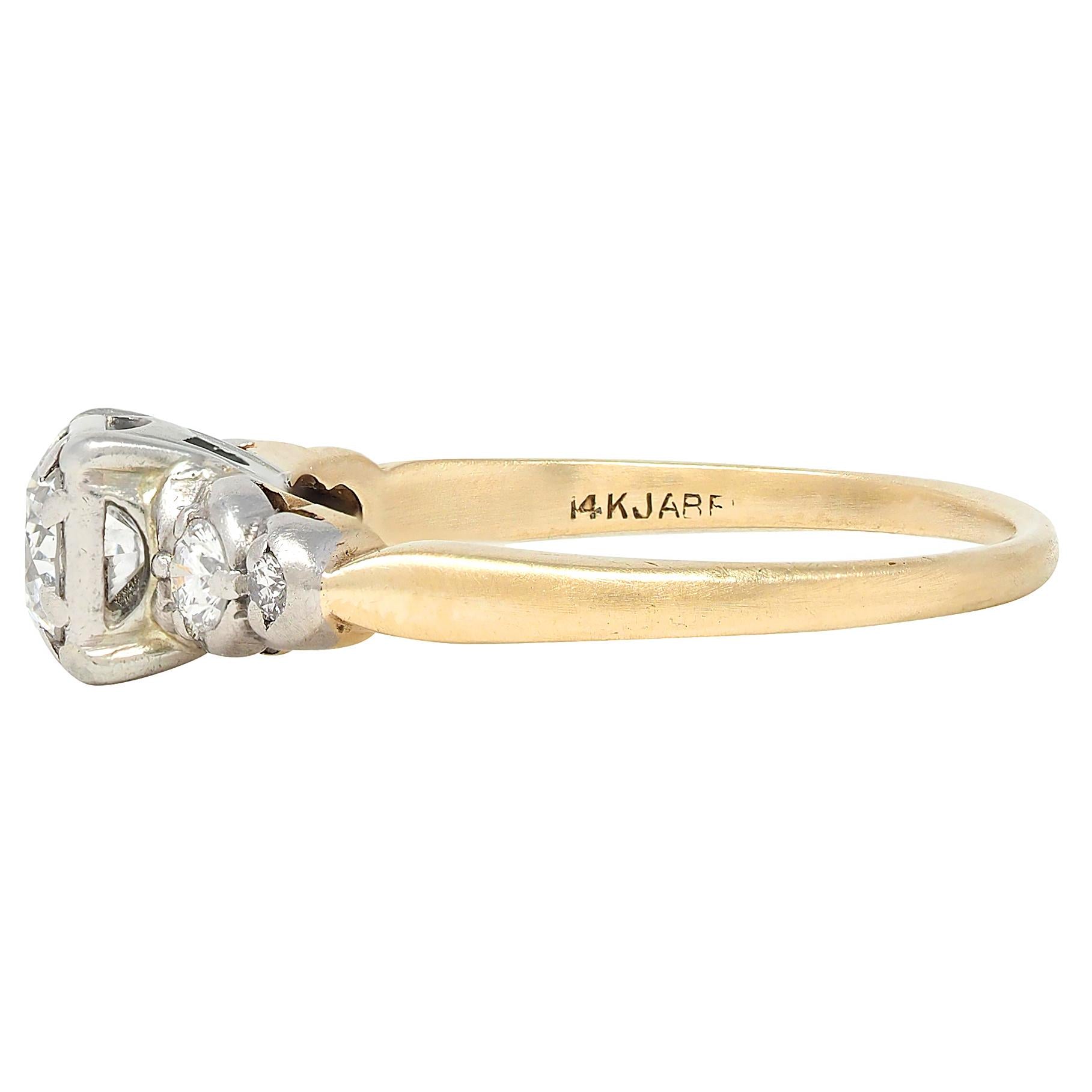 Jabel Retro Diamond 14K Yellow Gold Vintage Stepped Engagement Ring