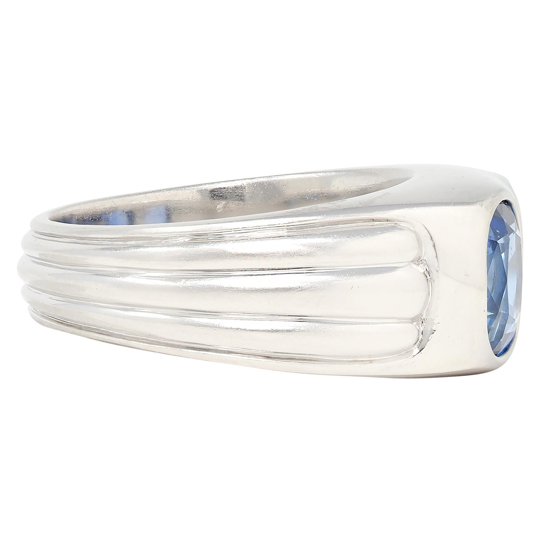 Mid-Century 5.87 CTW No Heat Ceylon Sapphire Platinum Vintage Two Stone Ring AGL
