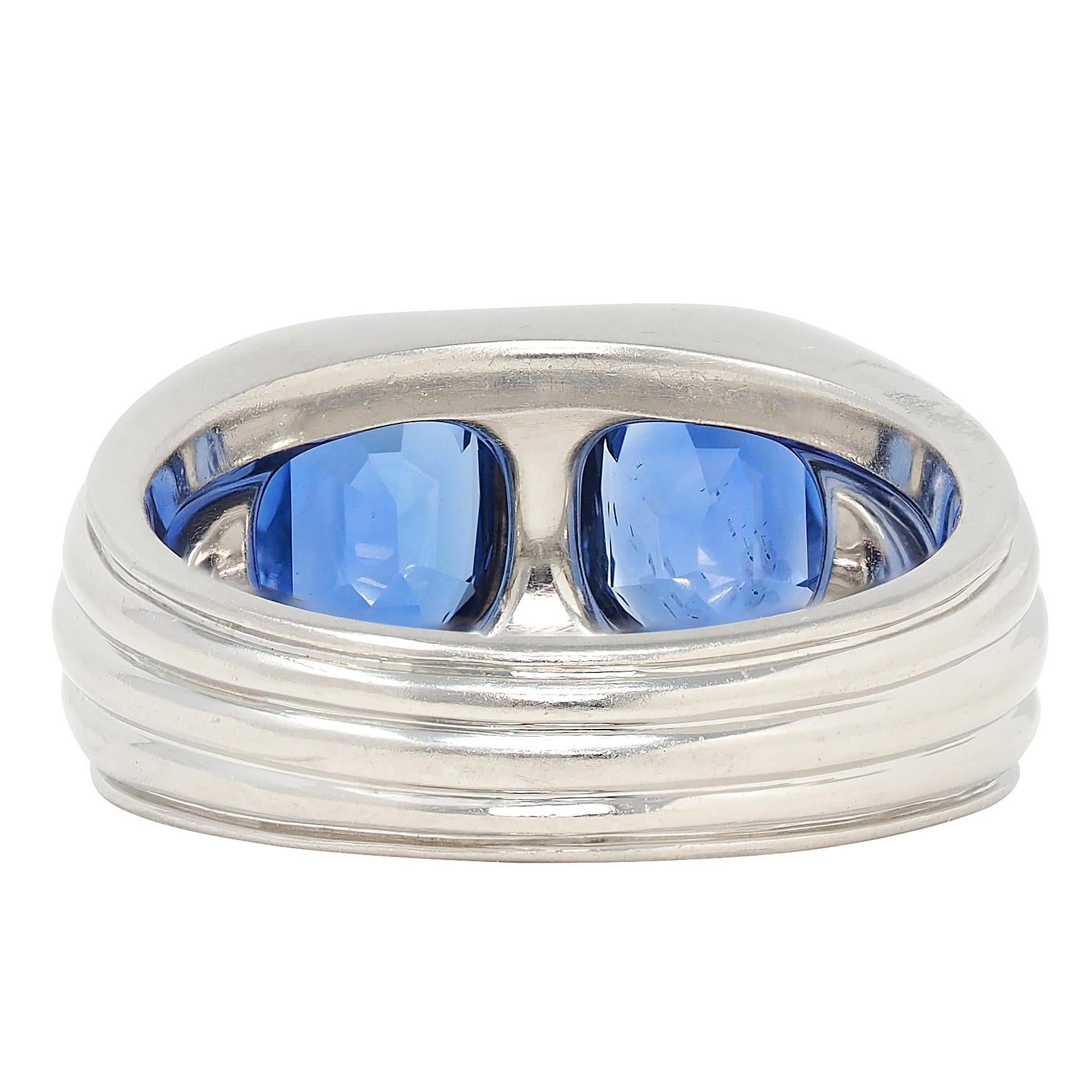Mid-Century 5.87 CTW No Heat Ceylon Sapphire Platinum Vintage Two Stone Ring AGL
