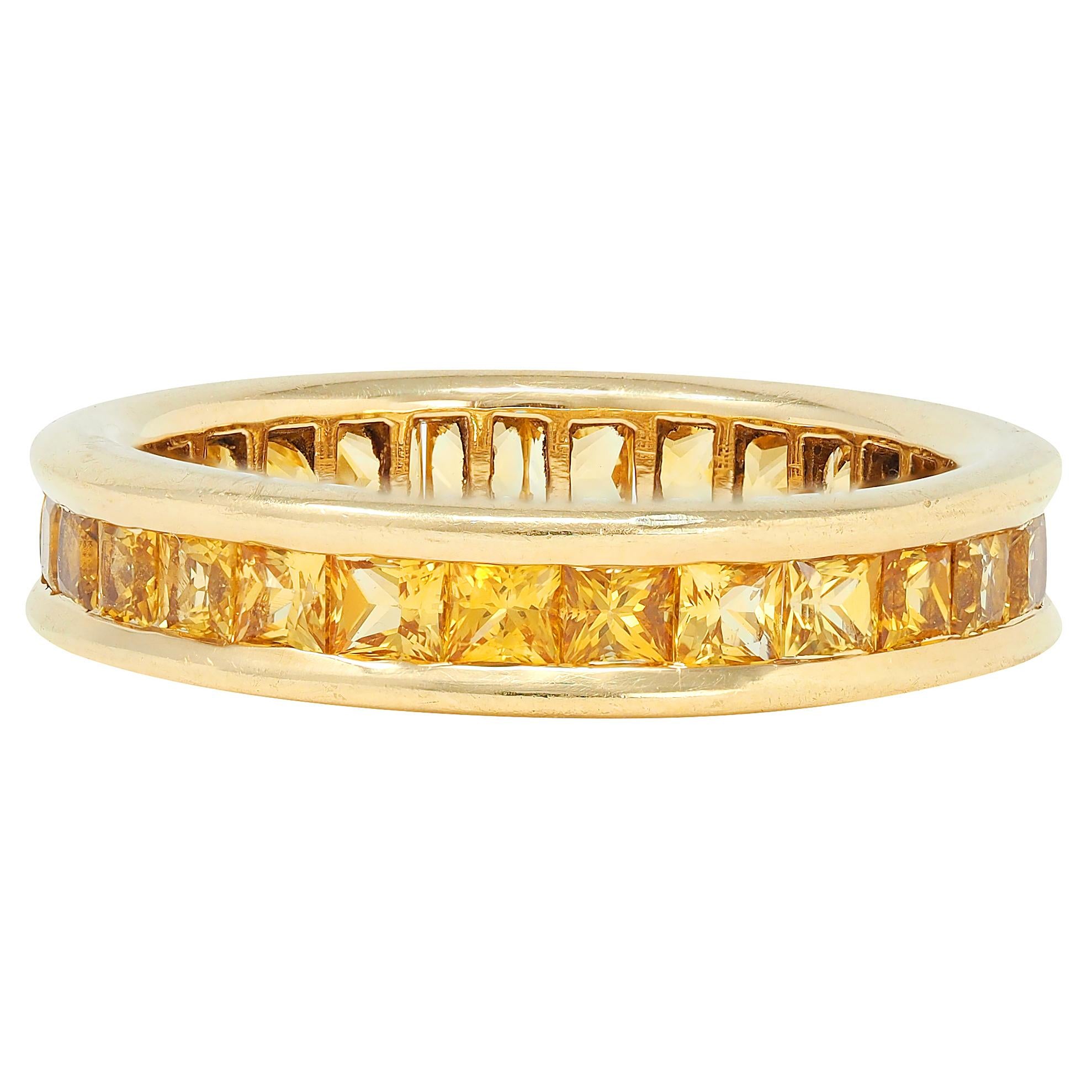 Bulgari 1980's Yellow Sapphire 18K Yellow Gold Vintage Eternity Band Ring