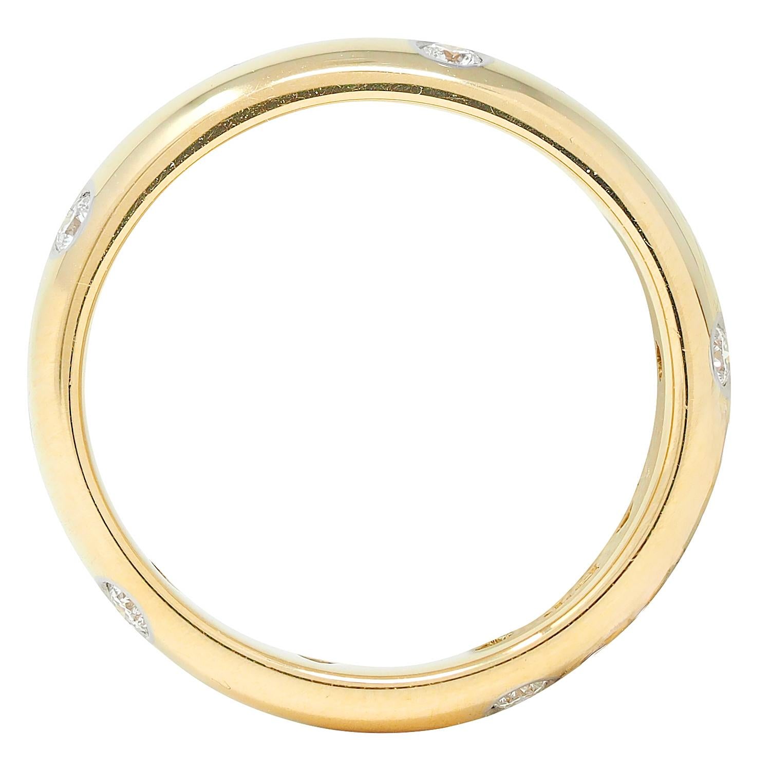 Tiffany & Co. 2000's Diamond Platinum 18 Karat Yellow Gold Etoile Band Ring