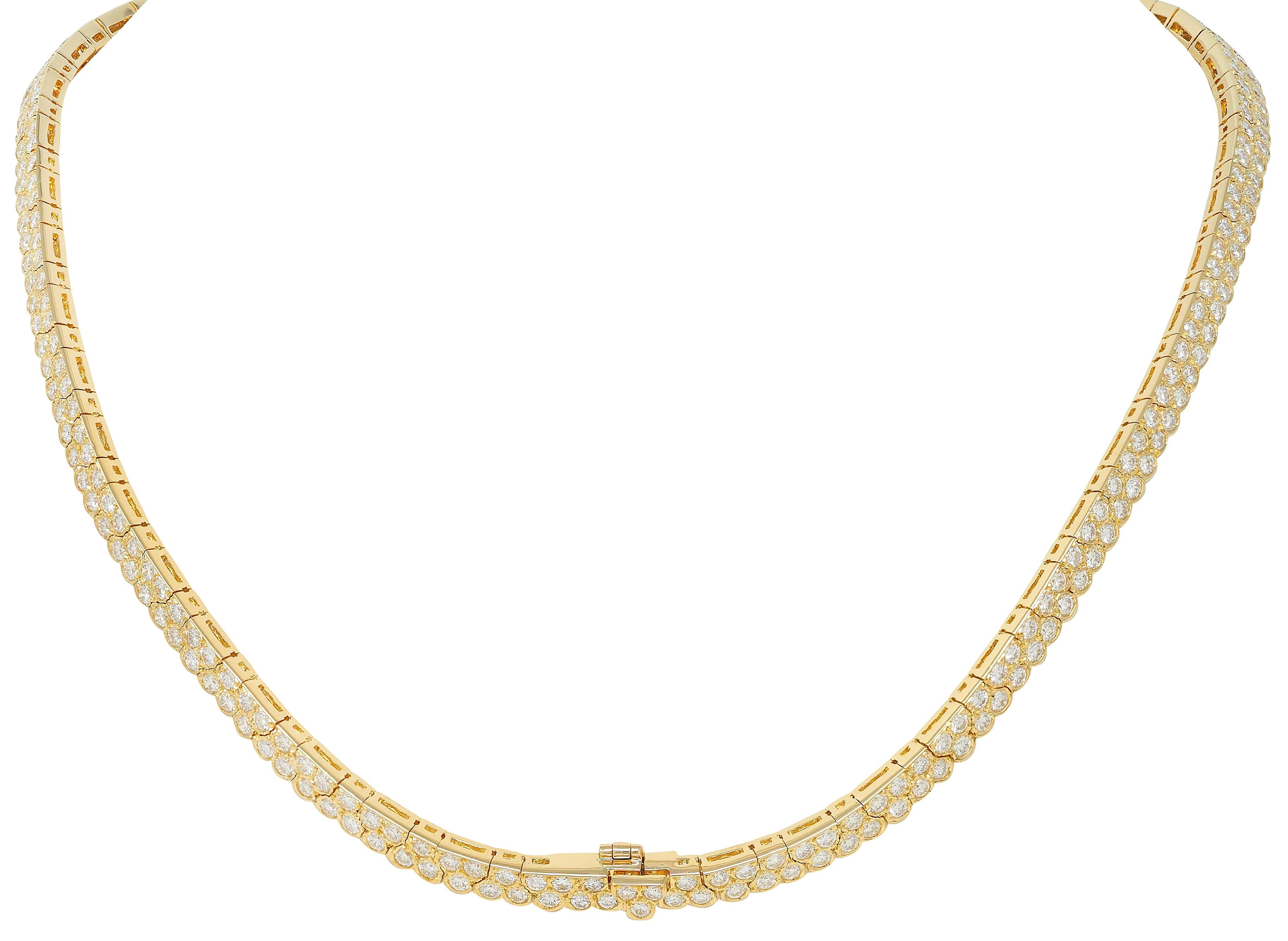 Van Cleef & Arpels French 20.62 CTW Diamond 18K Yellow Gold Bow Collar Necklace