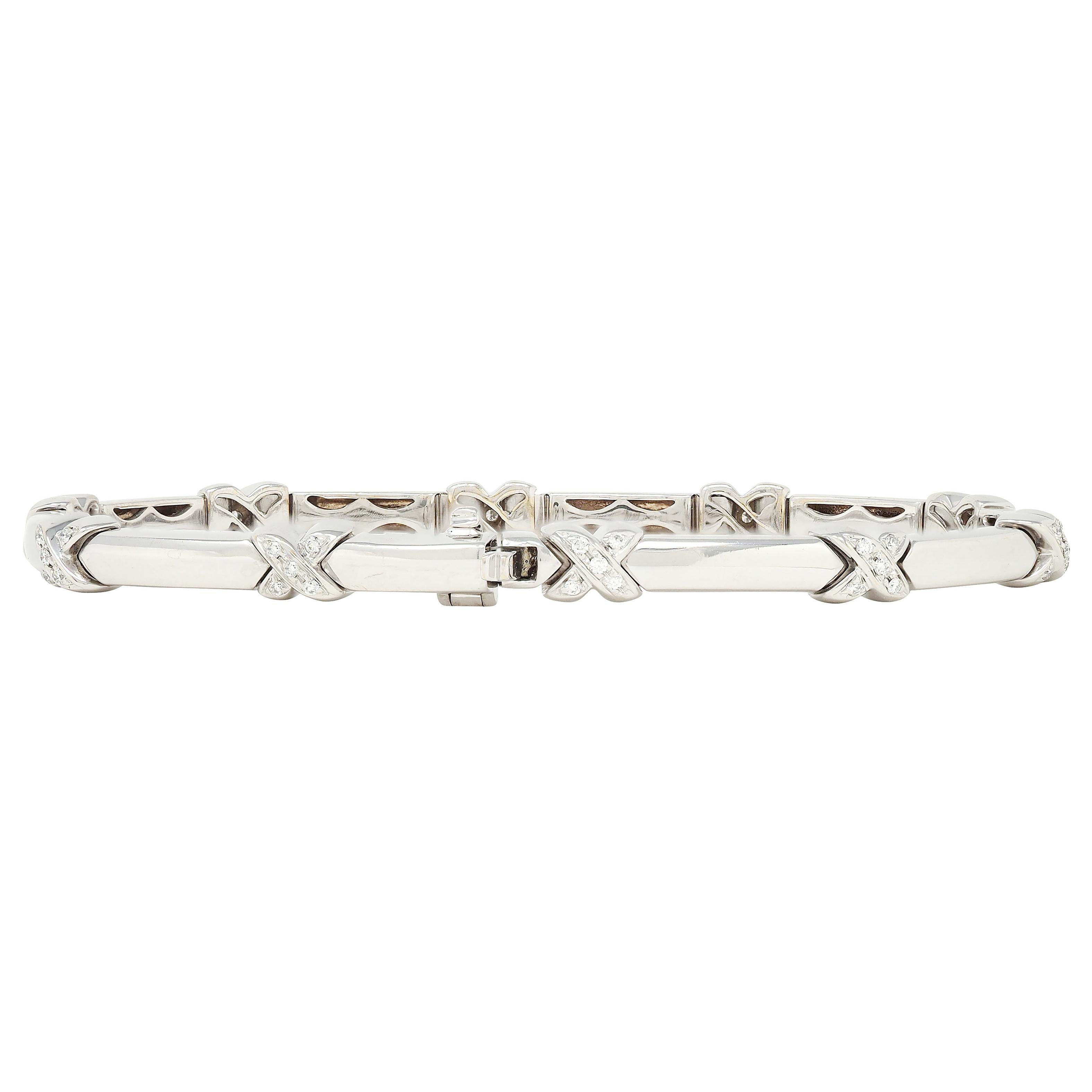 Tiffany & Co. 2000's 0.50 Diamond 18 Karat White Gold X Link Bracelet