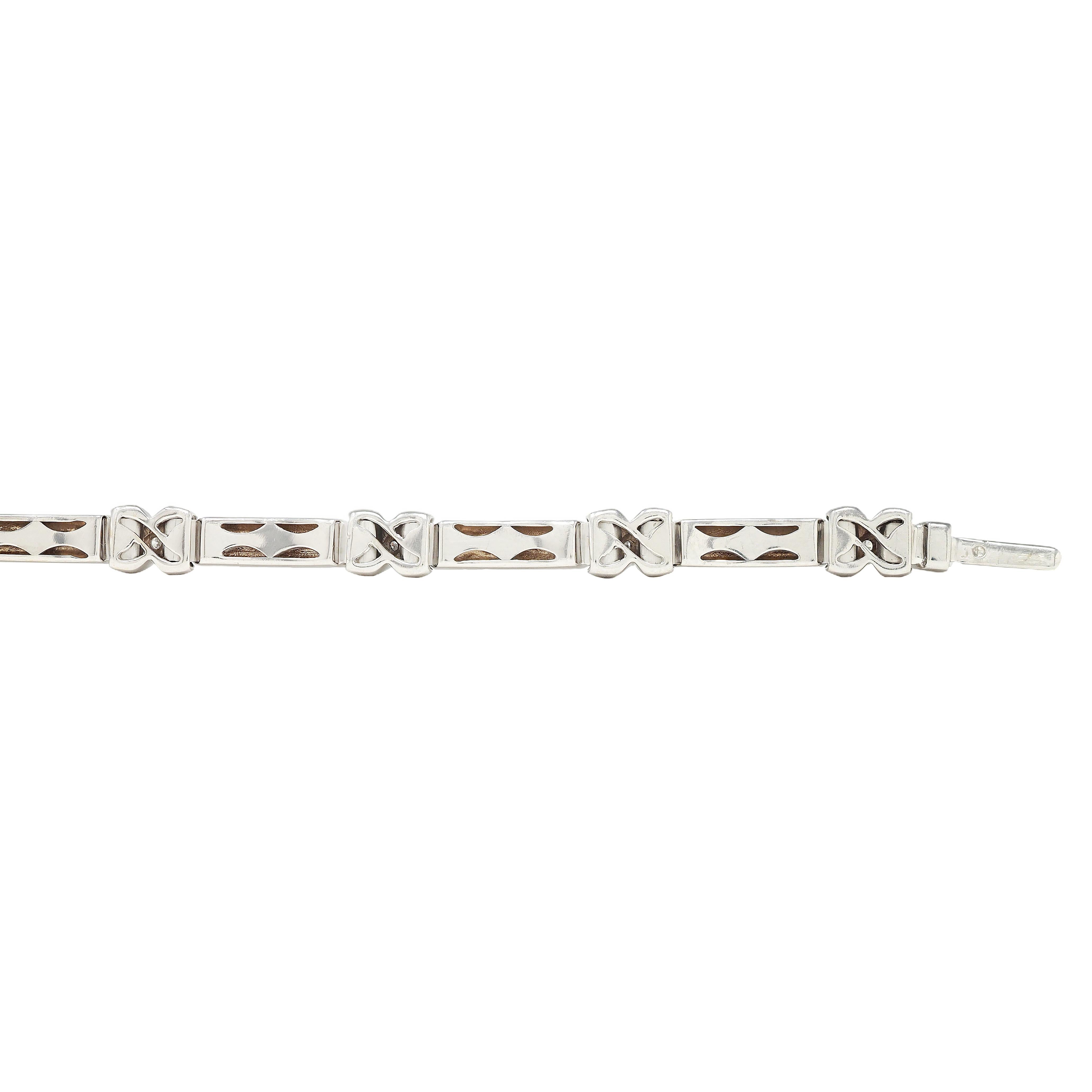 Tiffany & Co. 2000's 0.50 Diamond 18 Karat White Gold X Link Bracelet