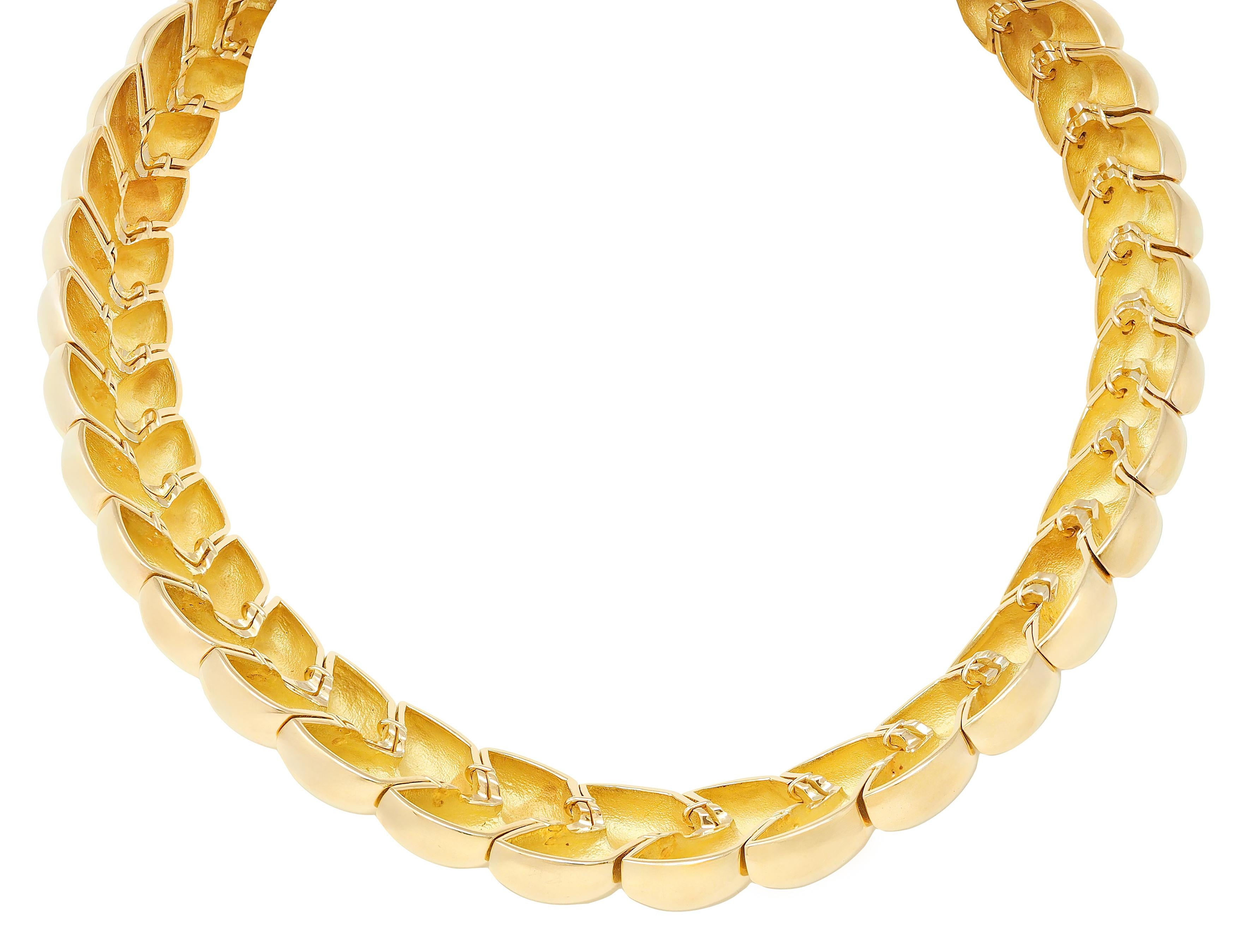 Van Cleef & Arpels French 1994 18K Gold Vintage Puffy Wheat Collar Necklace