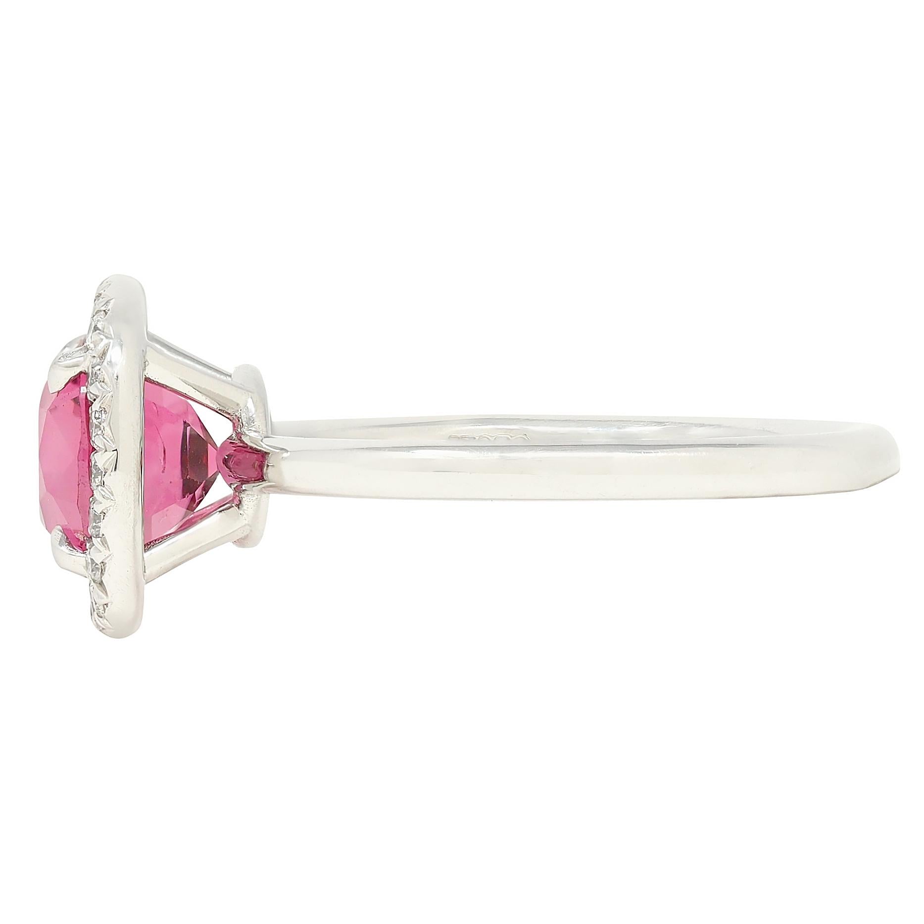 Contemporary 2.85 CTW Spinel Diamond Platinum Cushion Halo Ring