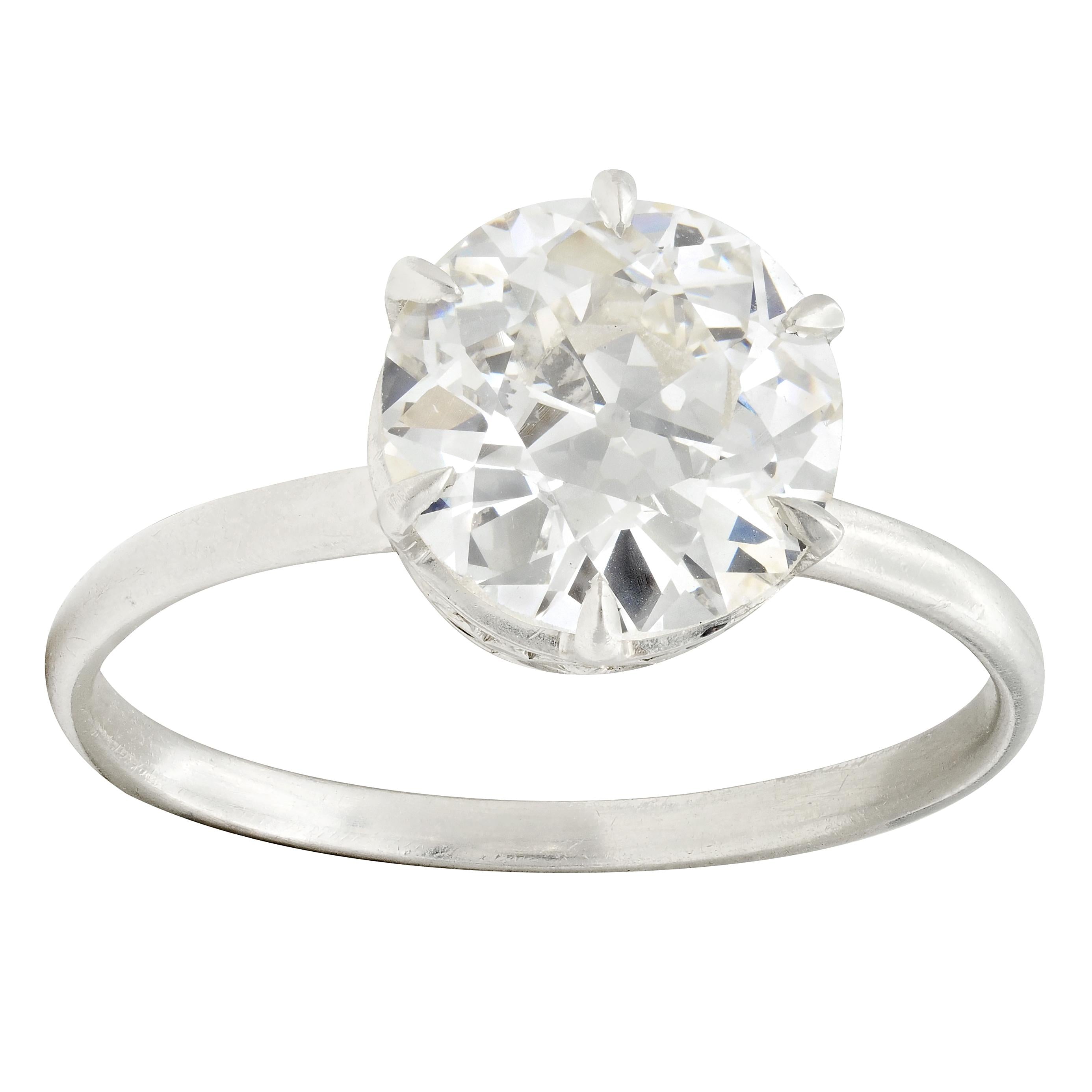 Art Deco 2.29 CTW Diamond Platinum Vintage Solitaire Engagement Ring GIA