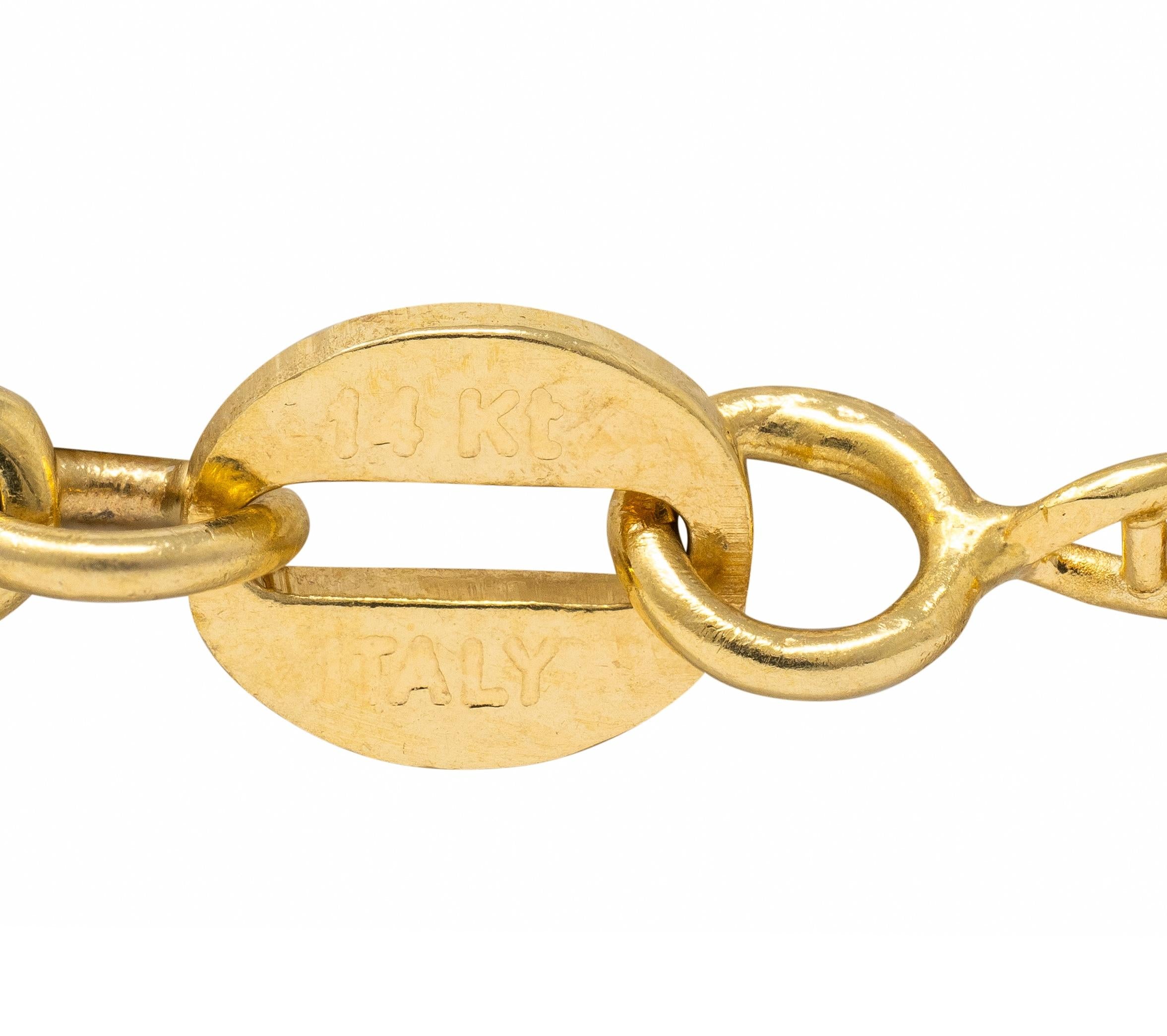 1990's 14 Karat Yellow Gold Graduated Heart Vintage Station Necklace