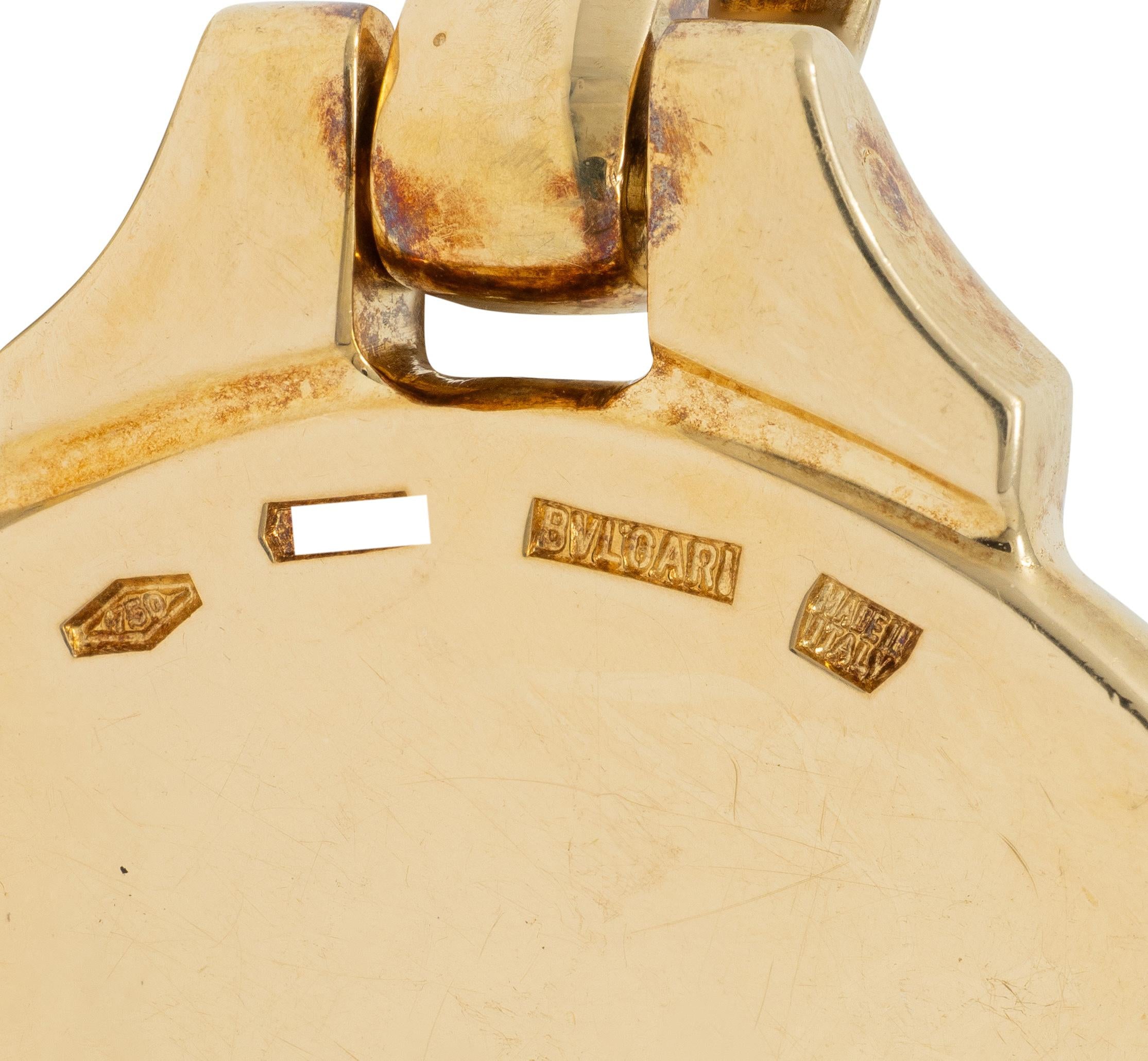 Bulgari 18K Yellow White Gold Pisces Zodiac Vintage Leather Pendant Necklace