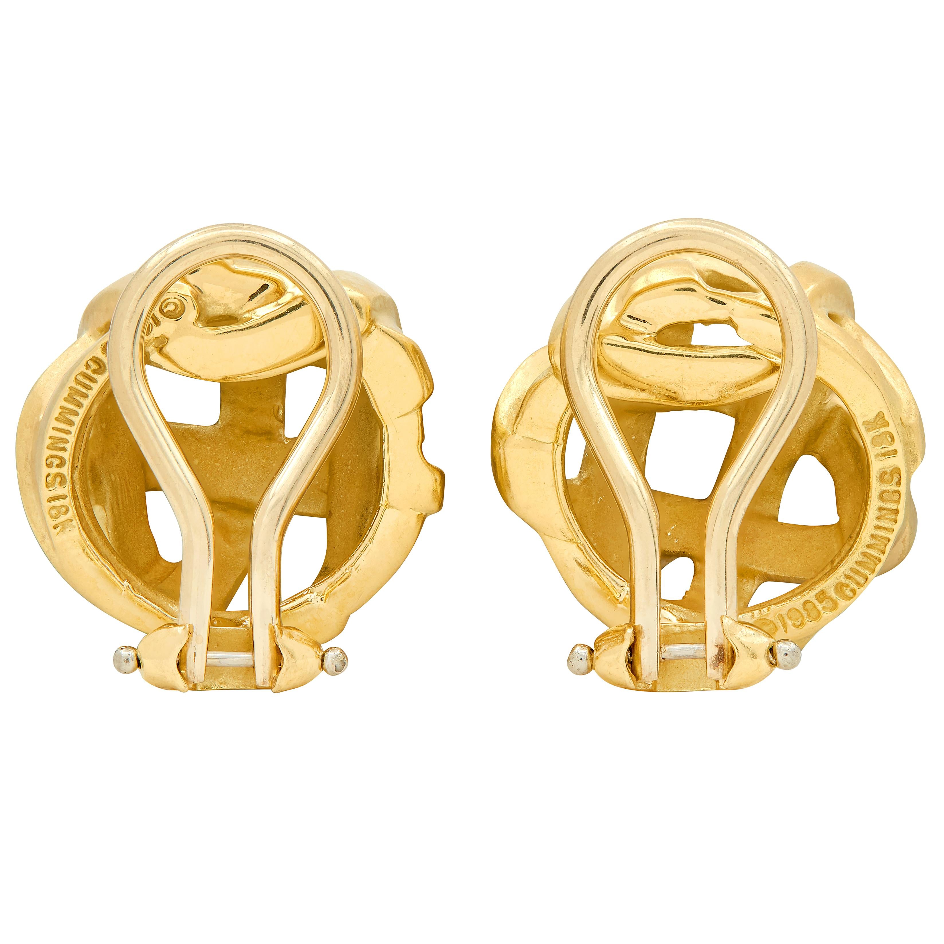 Angela Cummings 1986 18 Karat Yellow Gold Woven Vintage Ear-Clip Earrings