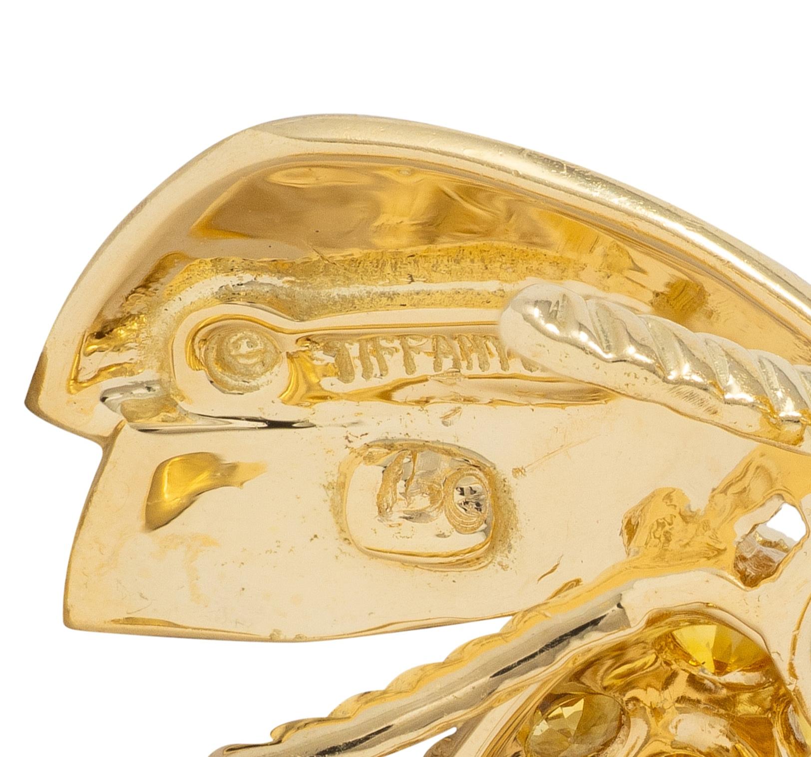 Tiffany & Co. 1980s Diamond Ruby Sapphire 18K Yellow Gold Vintage Bee Bug Brooch