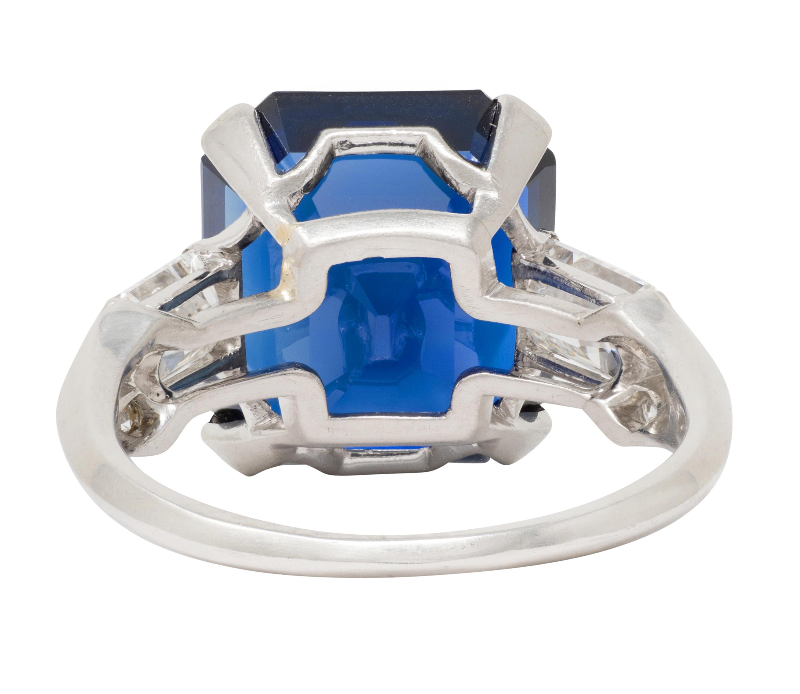 Mid-Century 9.28 CTW No Heat Sapphire Diamond Vintage Cocktail Ring AGL