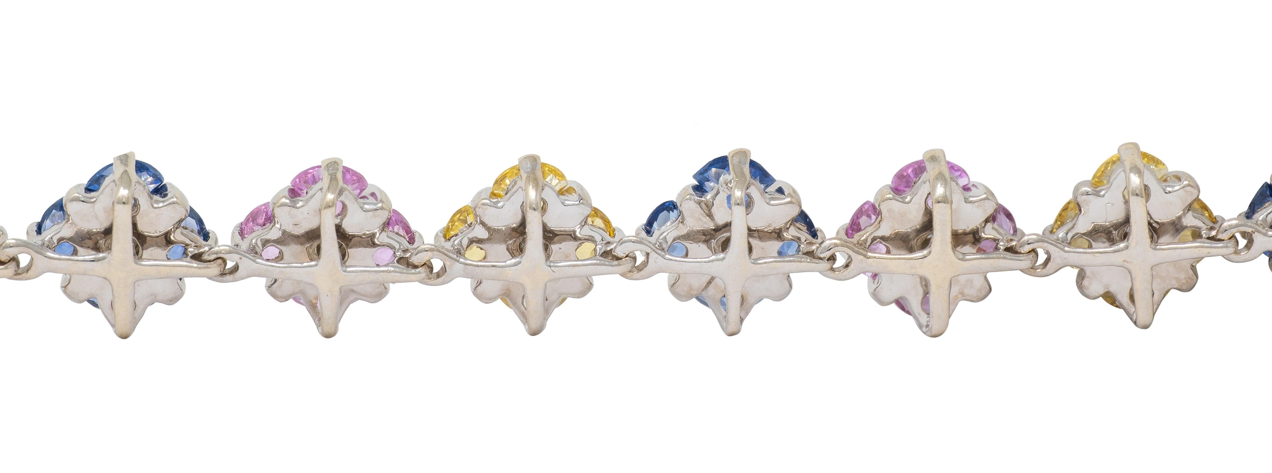 Contemporary 11.02 CTW Party Color Sapphires Diamond 18K Gold Bracelet