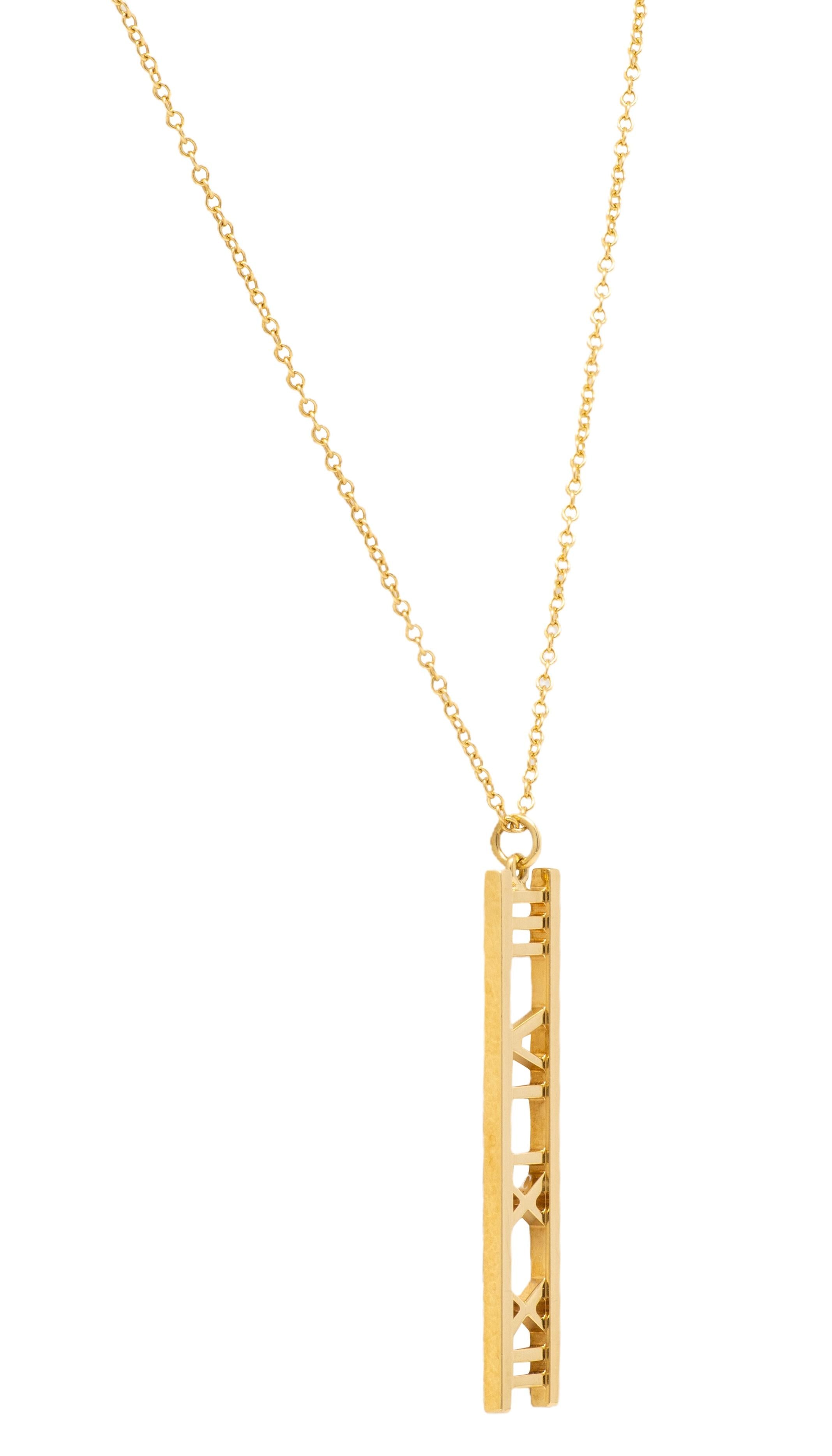 Tiffany & Co. Contemporary 18 Karat Yellow Gold Atlas Bar Pendant Necklace